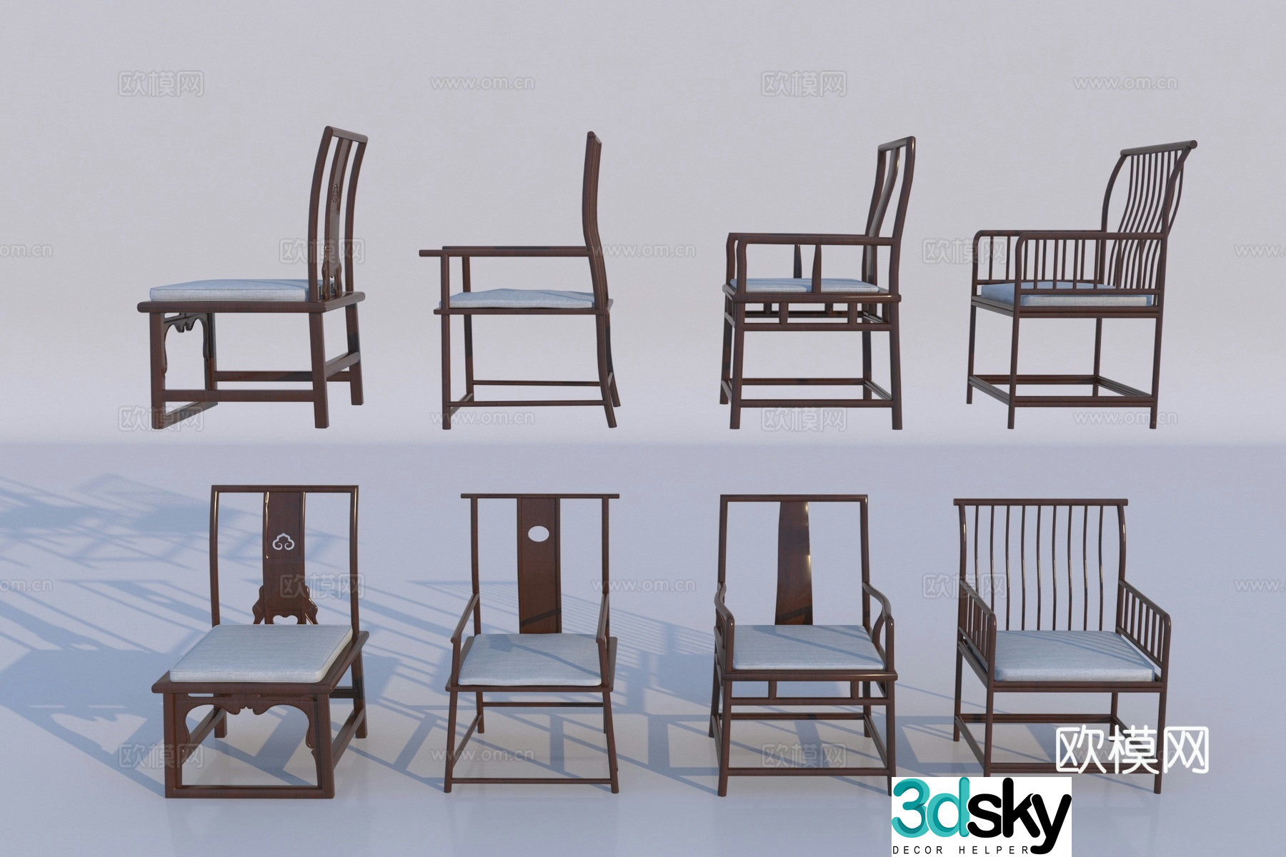 Classical solid wood furniture chair 3d model