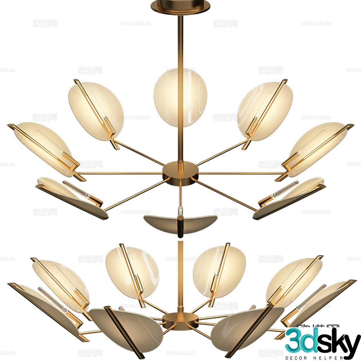 Modern light luxury decorative chandeliers 3d model