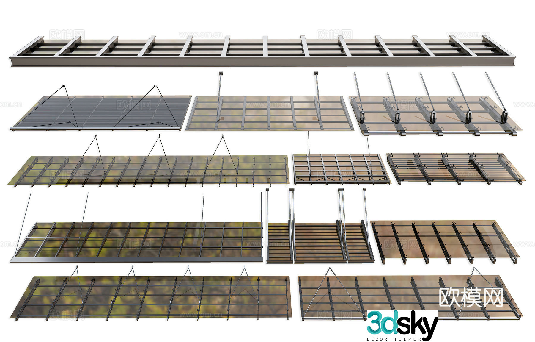 Modern glass canopy steel structure canopy store door canopy aluminum alloy canopy steel structure 3D model