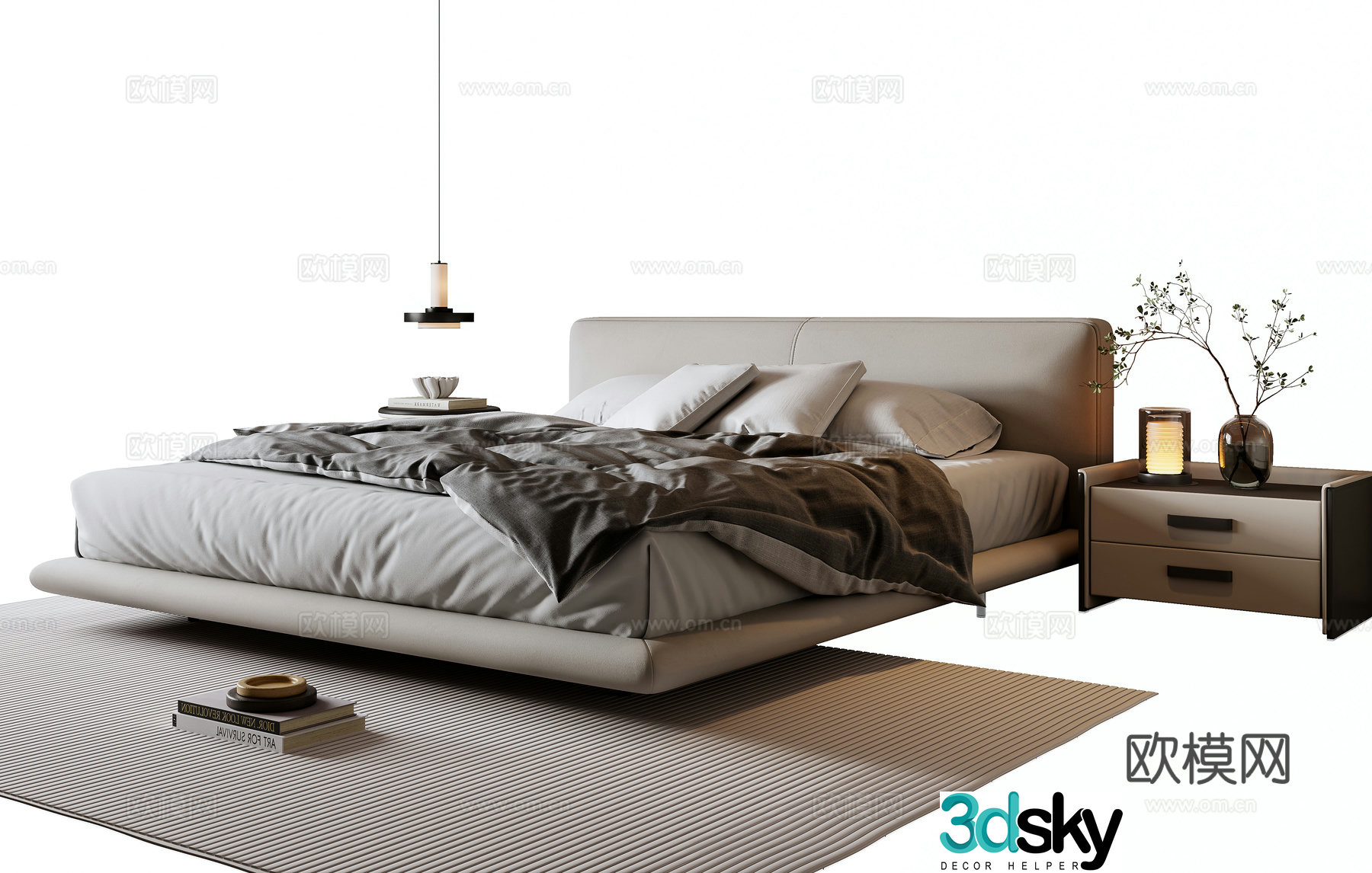 Modern double bed 3d model
