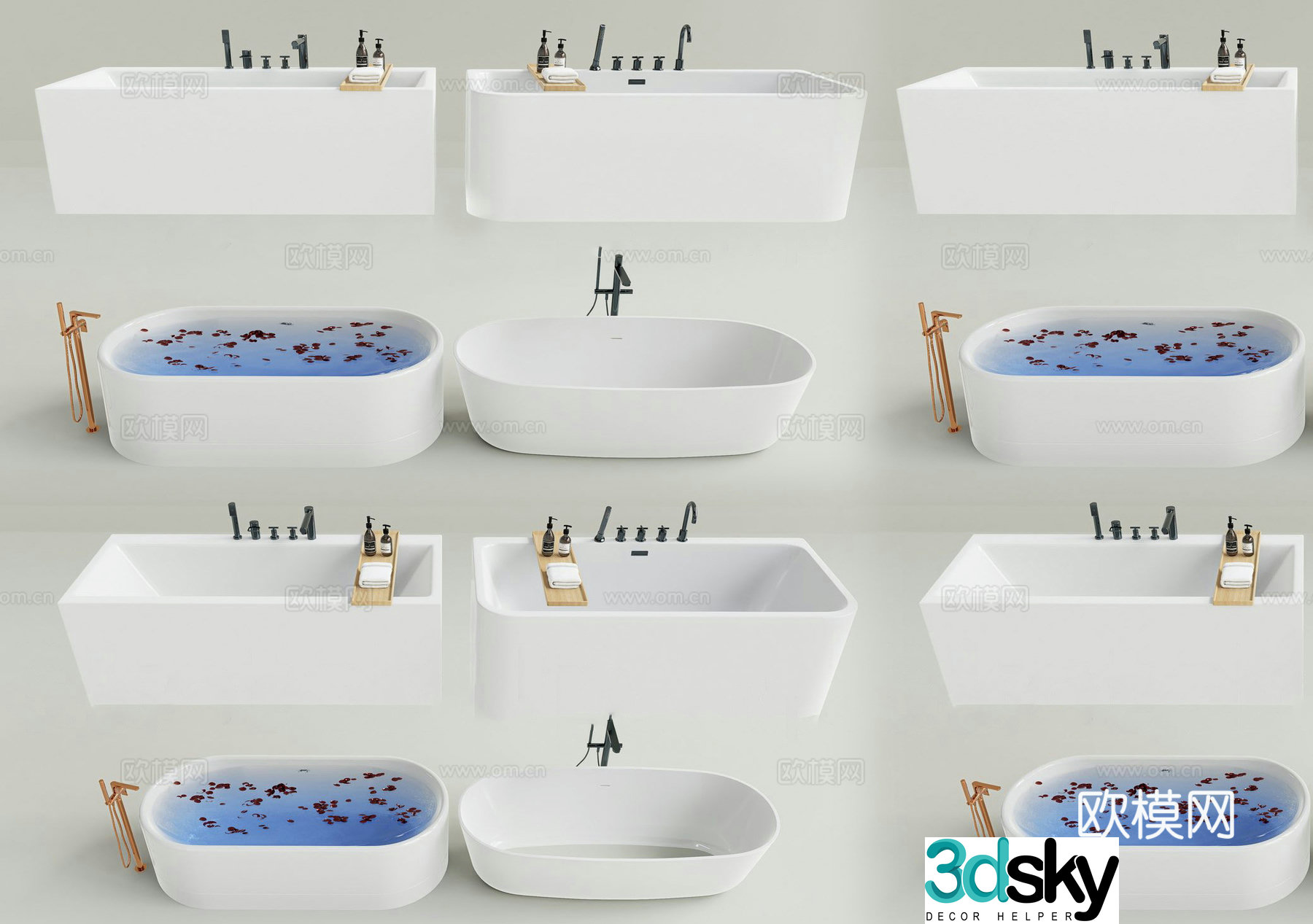 Modern bathtub combination round bathtub rectangular bathtub oval bathtub villa bathtub bath 3d model