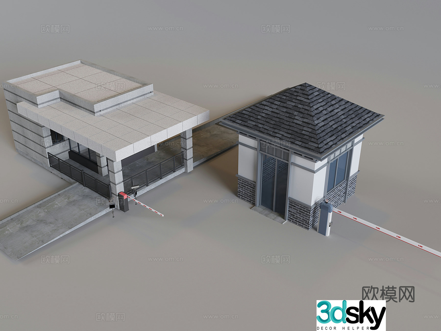 On-duty security booth gate induction access control machine gate parking toll rod 3D model