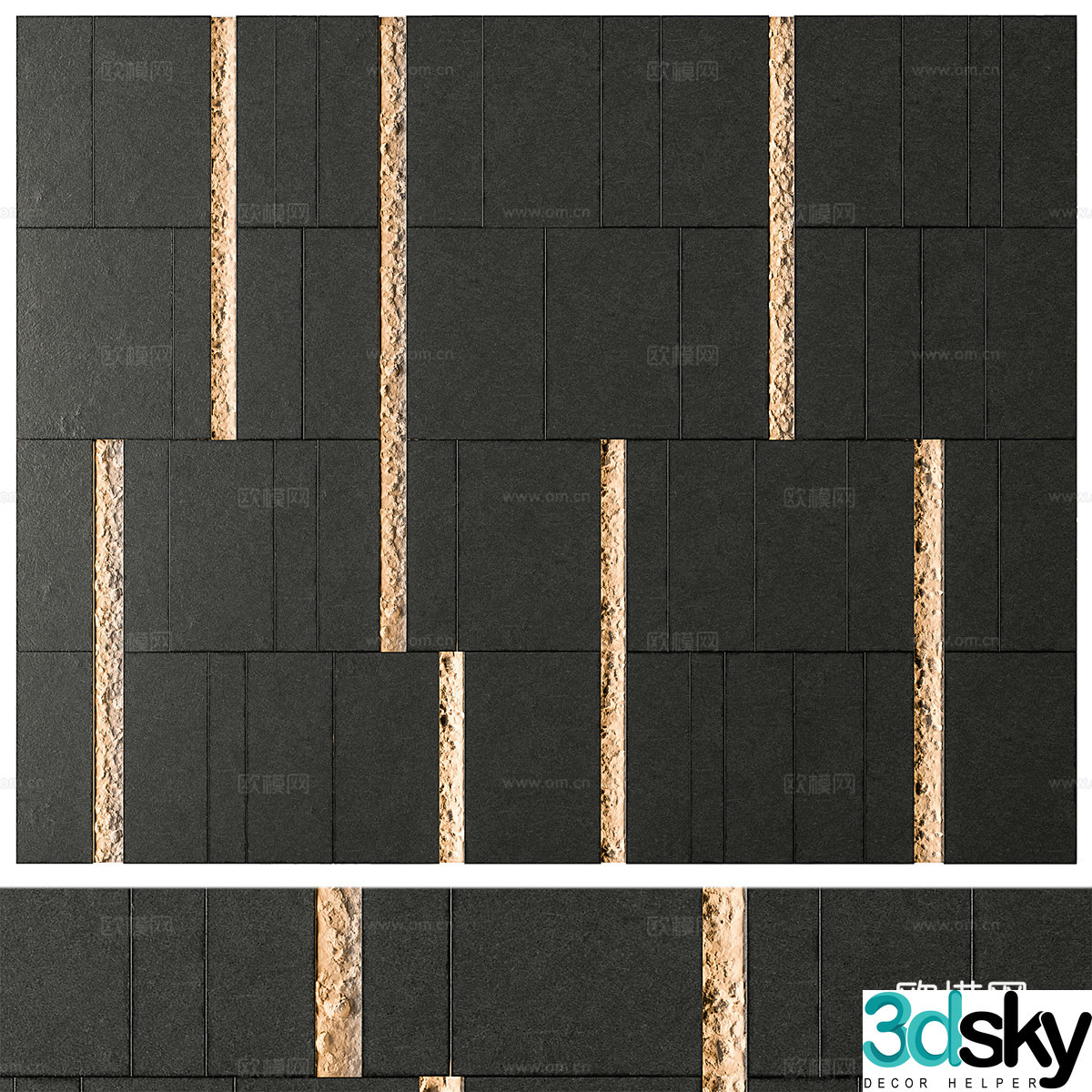 New Chinese style light luxury background wall 3D model