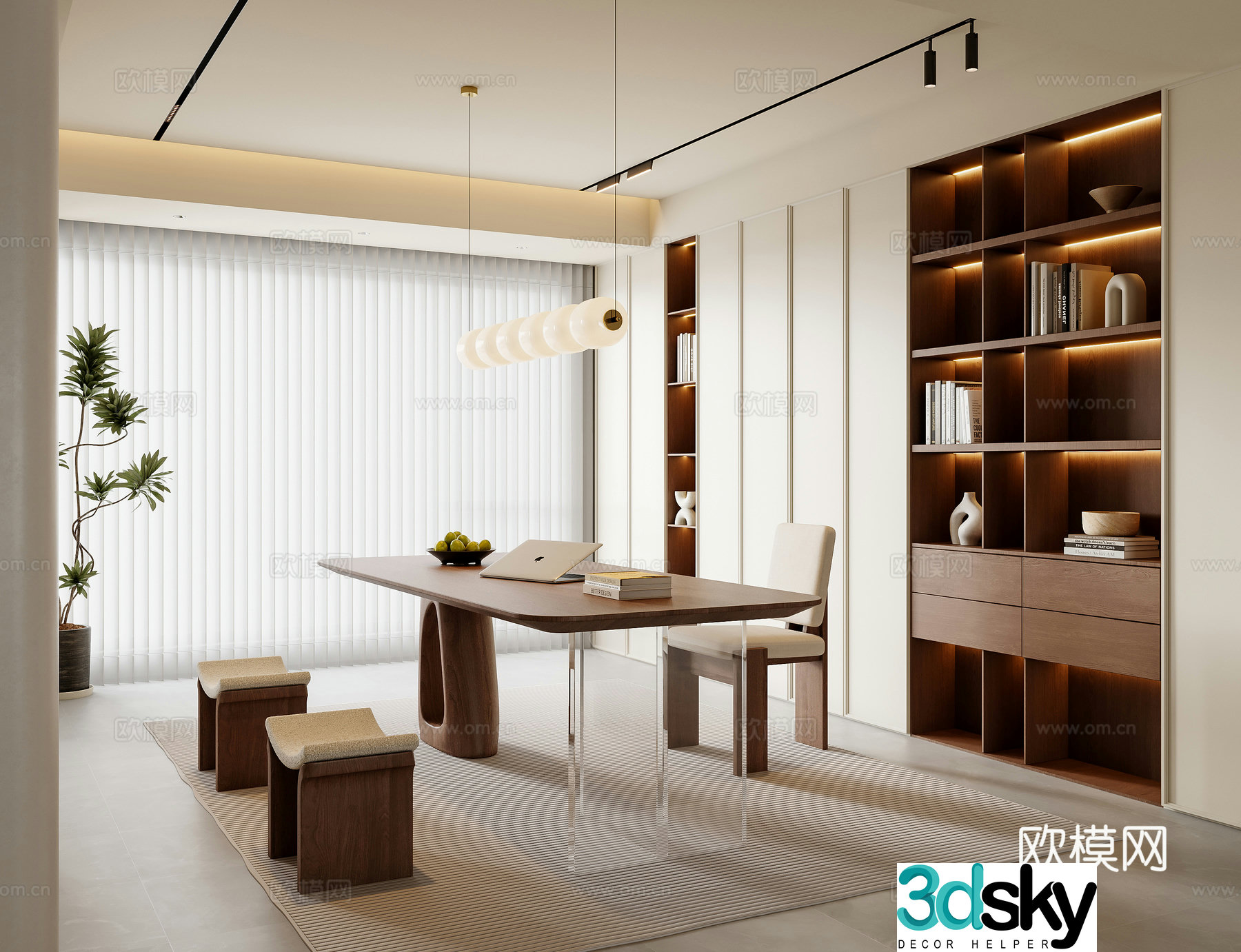 Middle-aged study room 3D model