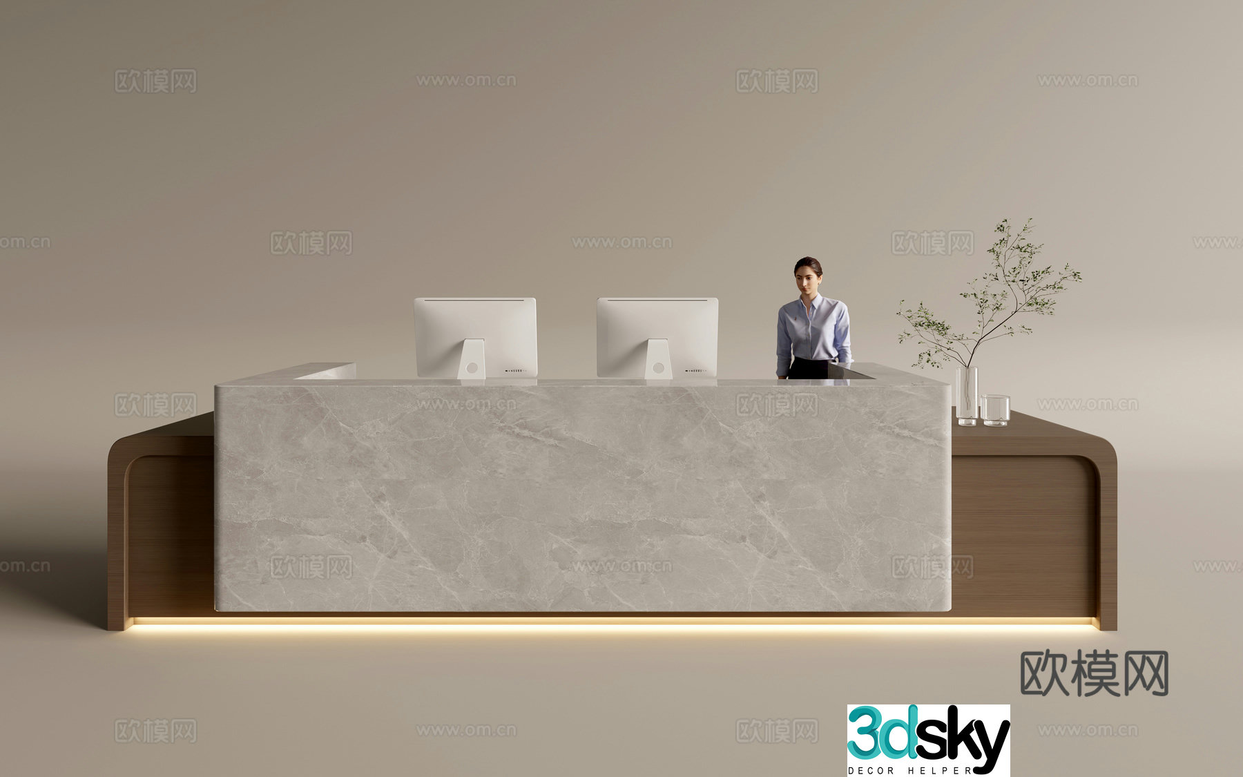 Modern company front desk reception area bar reception desk service desk 3d model