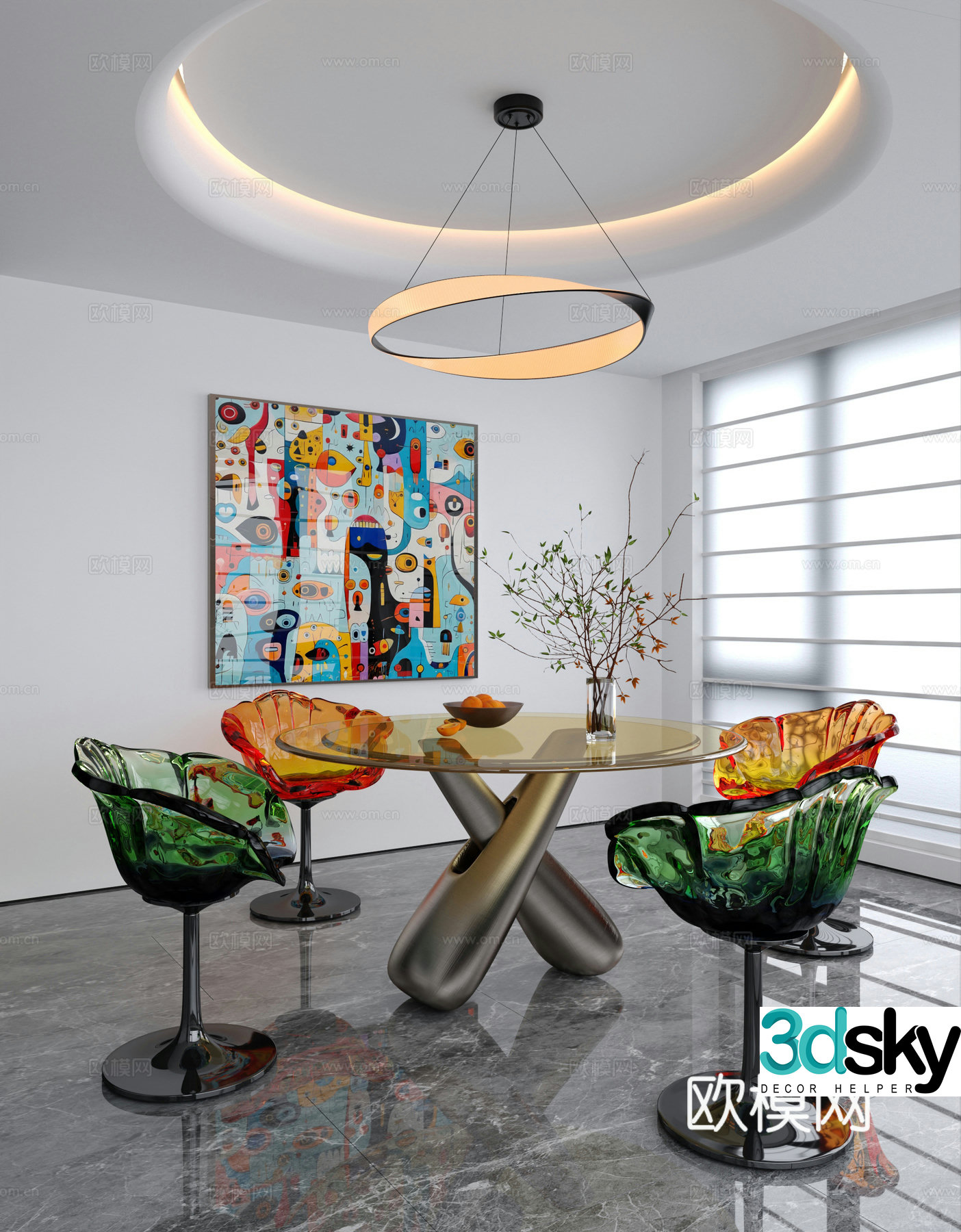 Modern casual table and chair 3d model