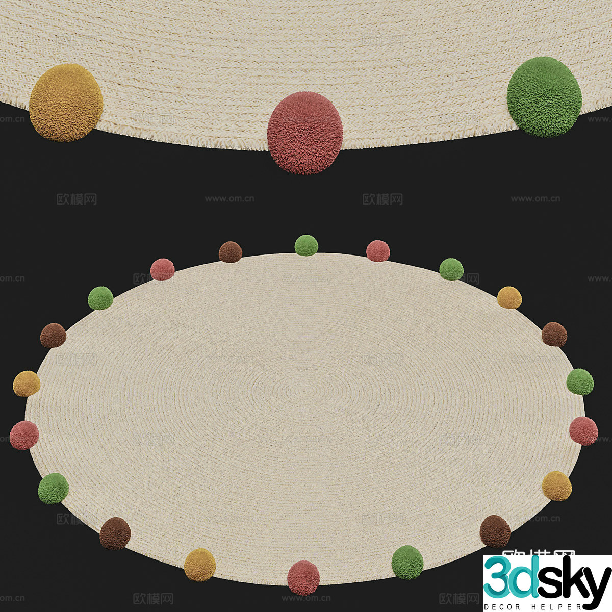 Children’s round carpet jute carpet 3d model