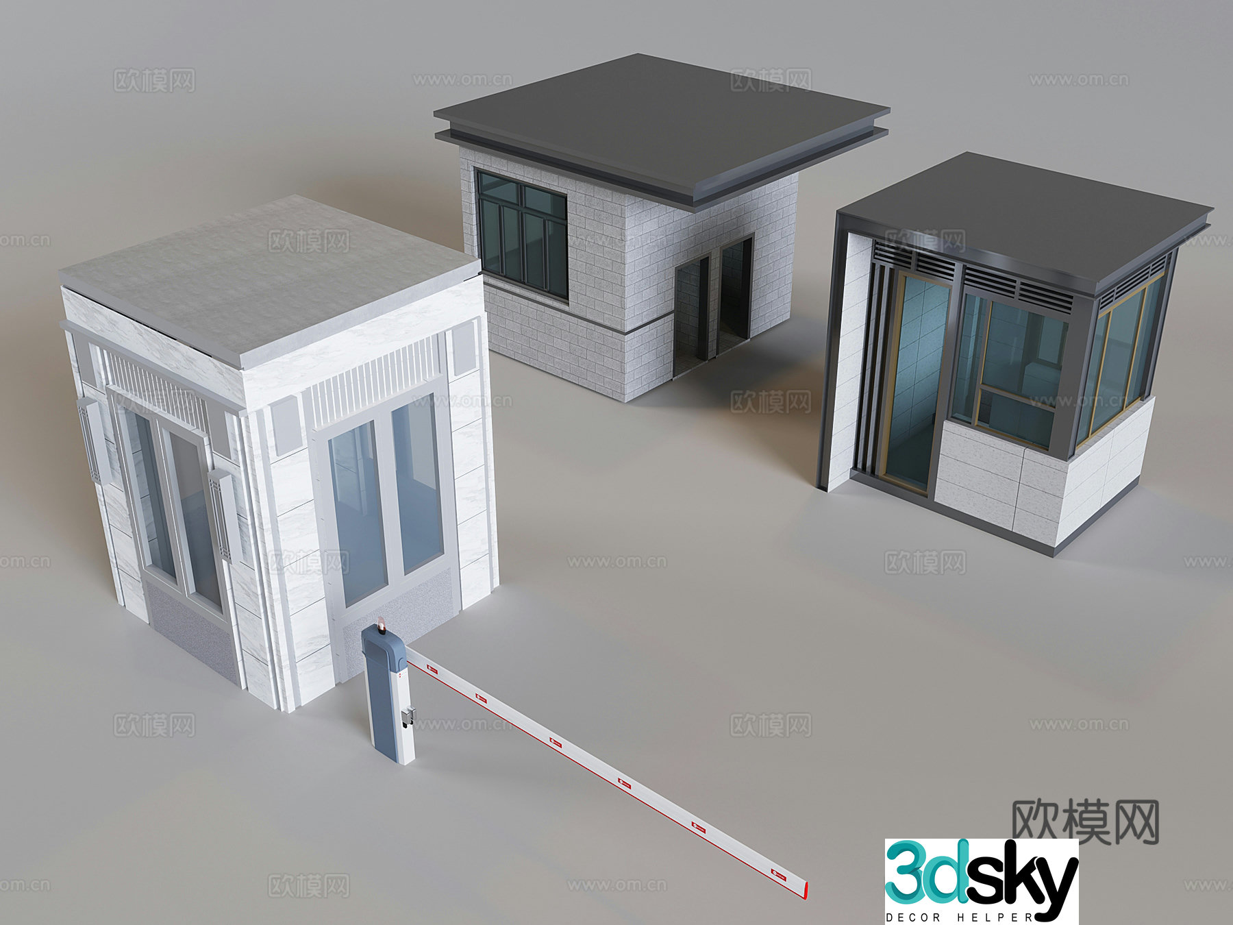 On-duty security booth gate induction access control machine gate parking toll rod 3D model
