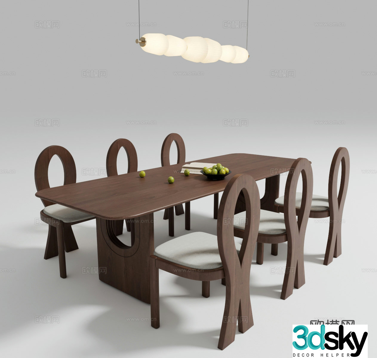 French medieval dining table and chair combination 3D model