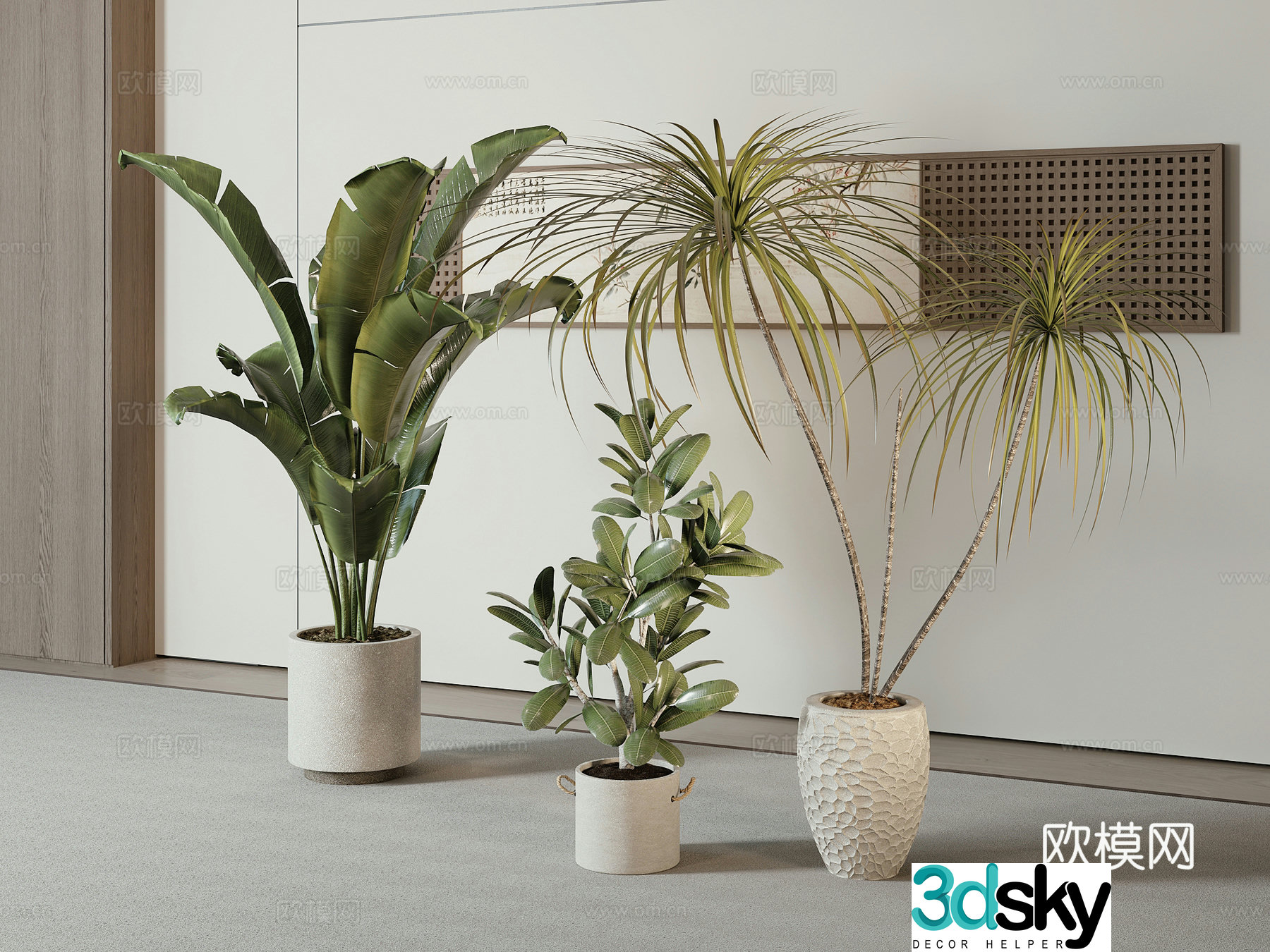 Modern green plant potted 3D model