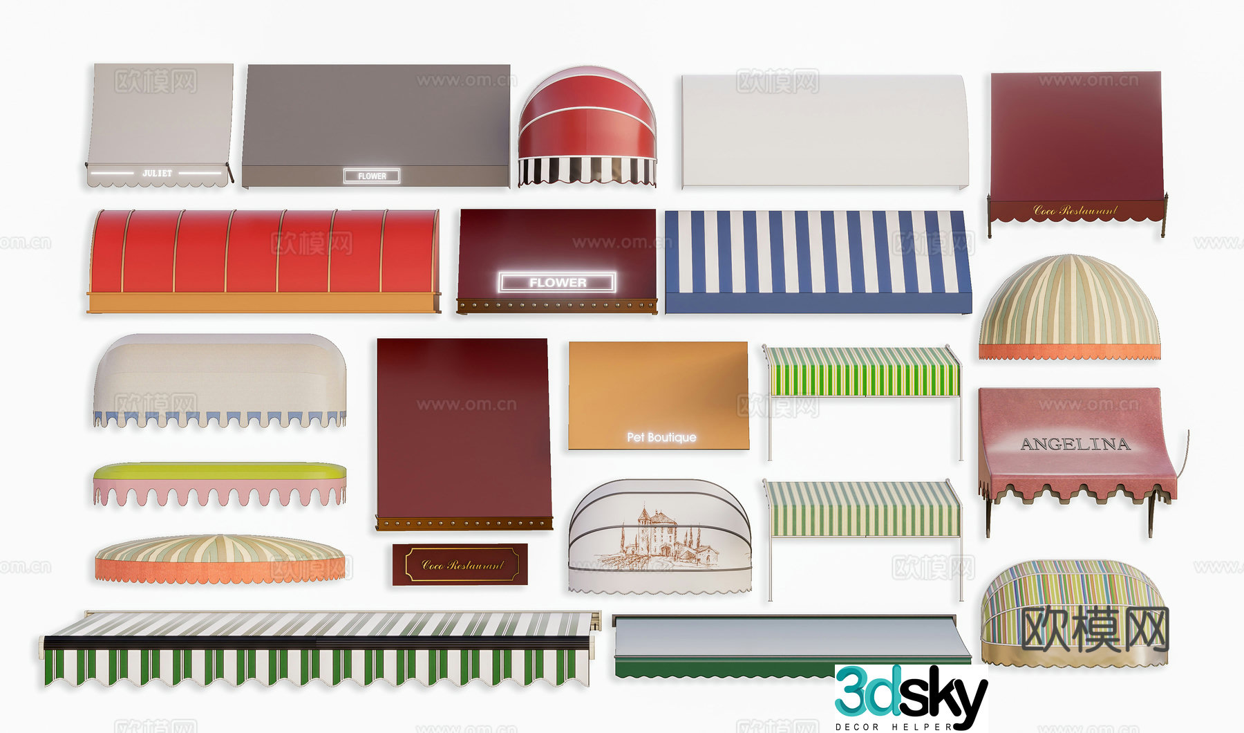 Modern awning retractable awning balcony fabric awning shop awning 3D model