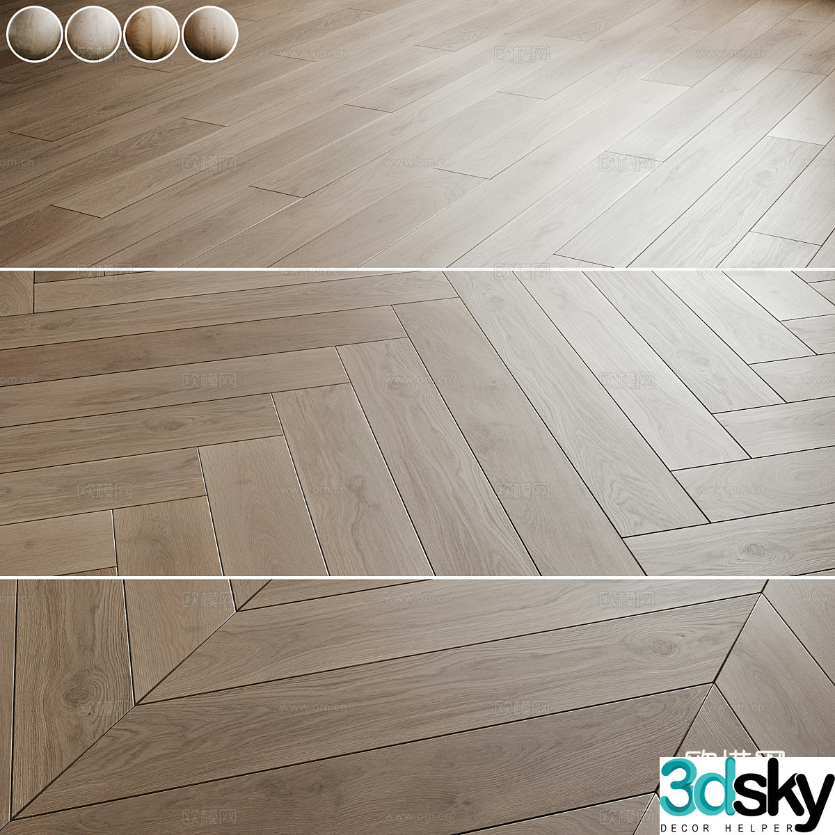 New Chinese wooden floor material 3D model