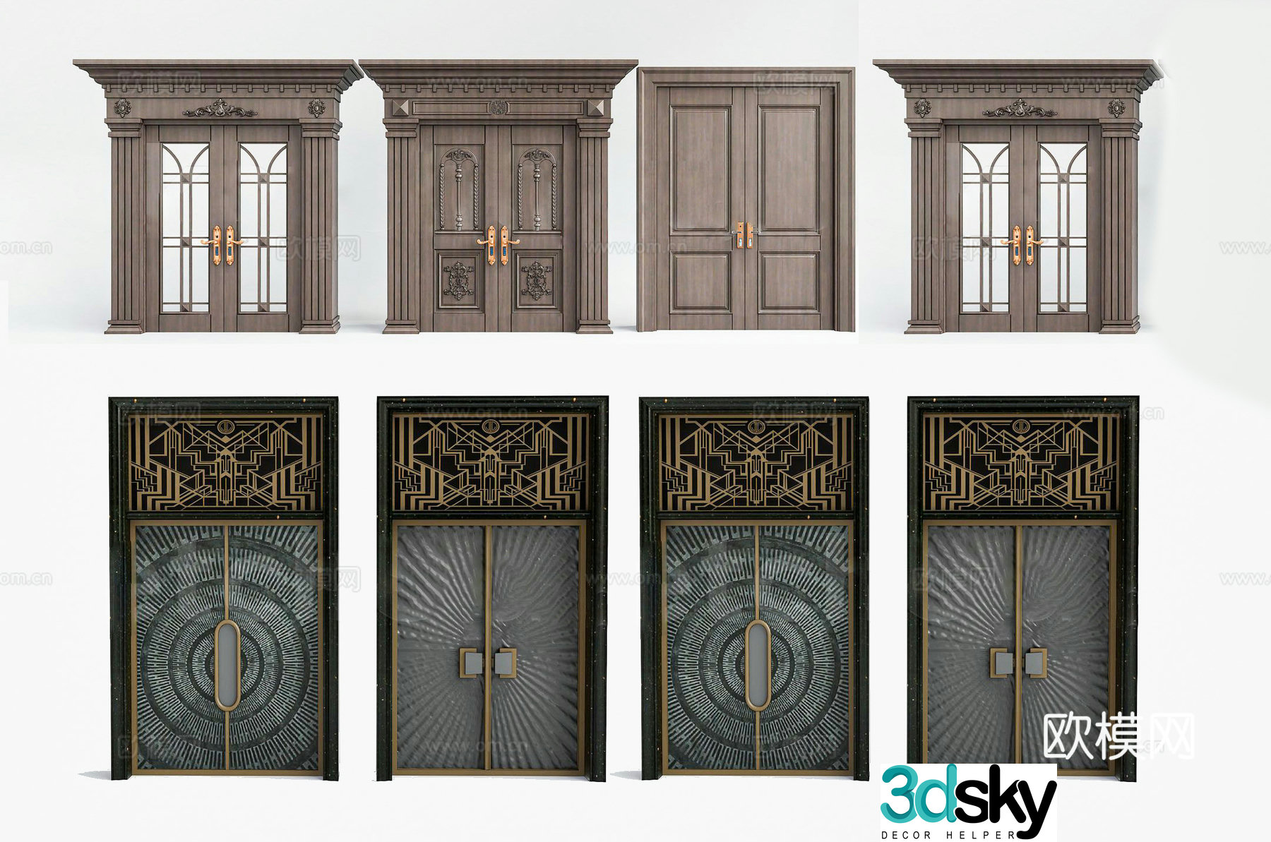 European style entrance door Large entrance door Villa entrance door Double door entrance door Courtyard villa 3D model