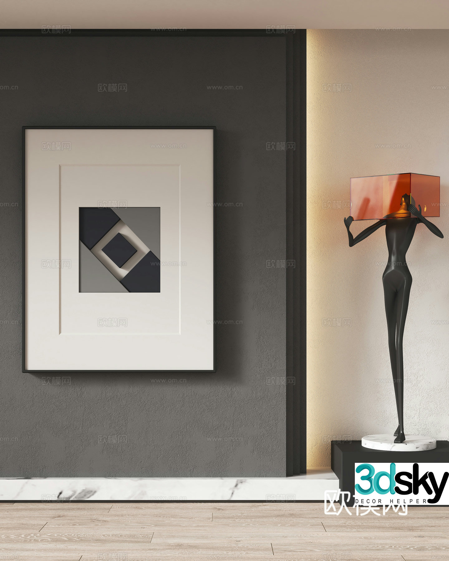 Modern decorative hanging paintings sculpture ornaments 3D model