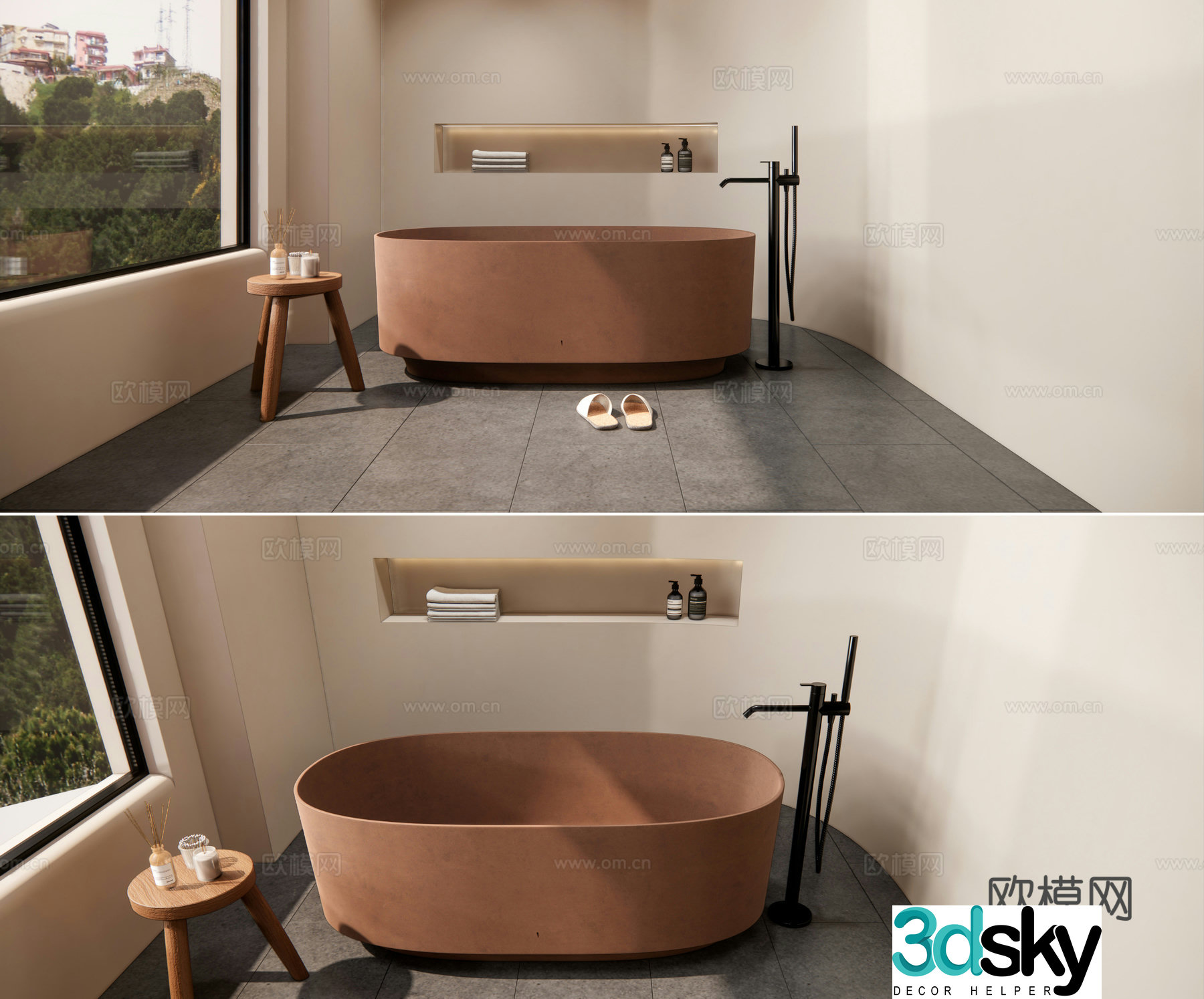 Wasabi wind bathroom bathtub Wasabi wind bathtub shower kit Villa bathroom bathtub separate bathtub 3d model