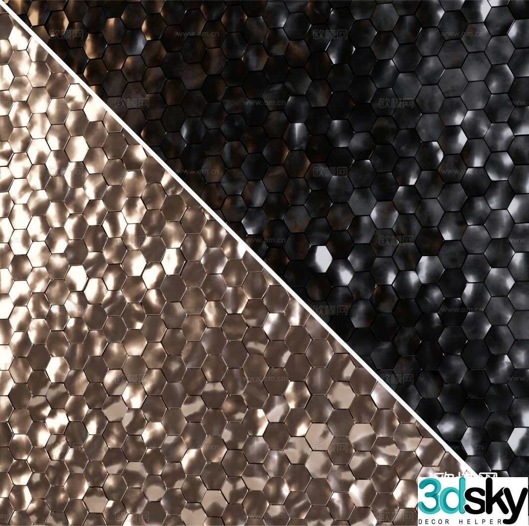 Metal mosaic mosaic wall stickers Metal mosaic wall decorative panel 3d model