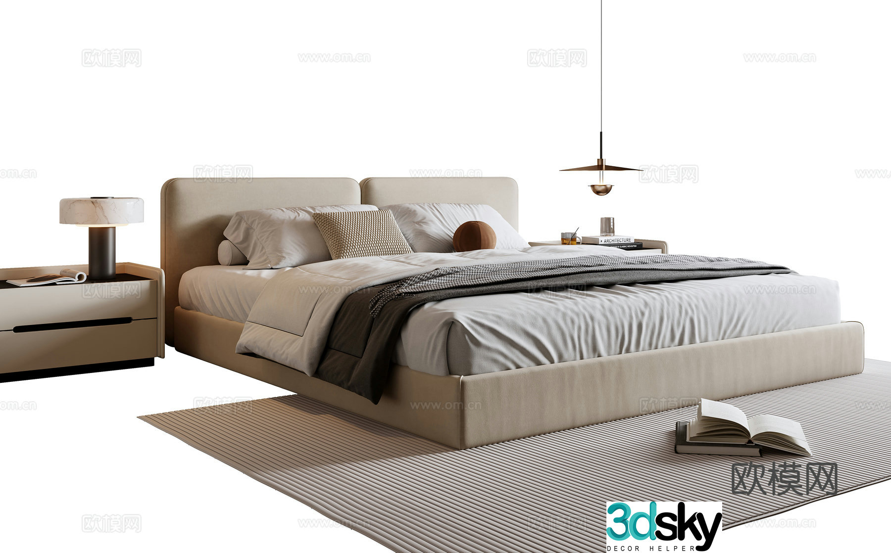 Modern double bed 3d model