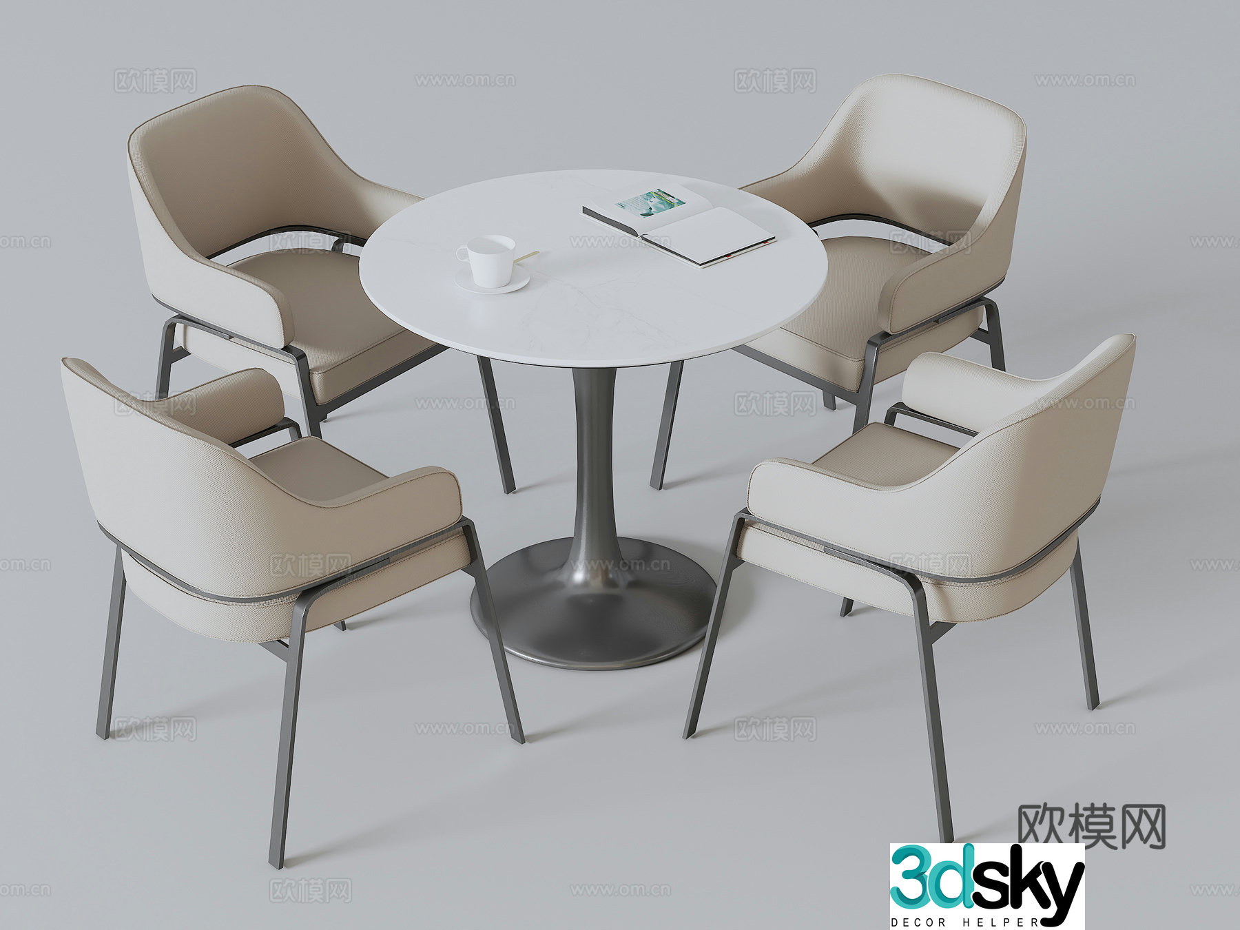 Negotiable table and chair combination casual table and chair combination 3D model