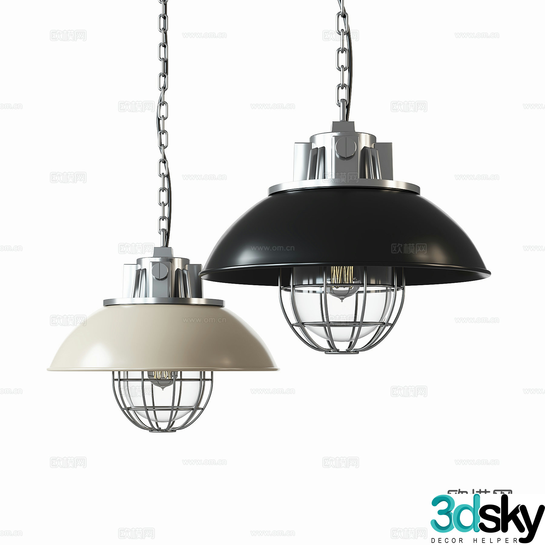 Industrial style metal chandeliers 3D model