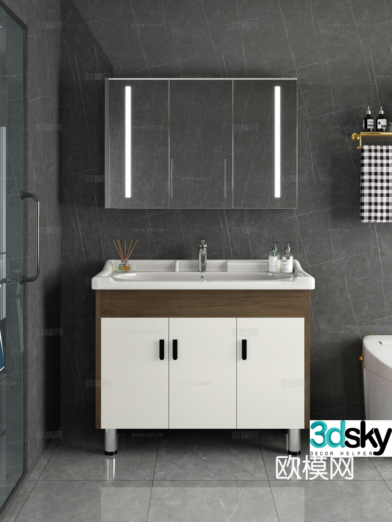 Modern bathroom cabinet mirror bathroom 3d model