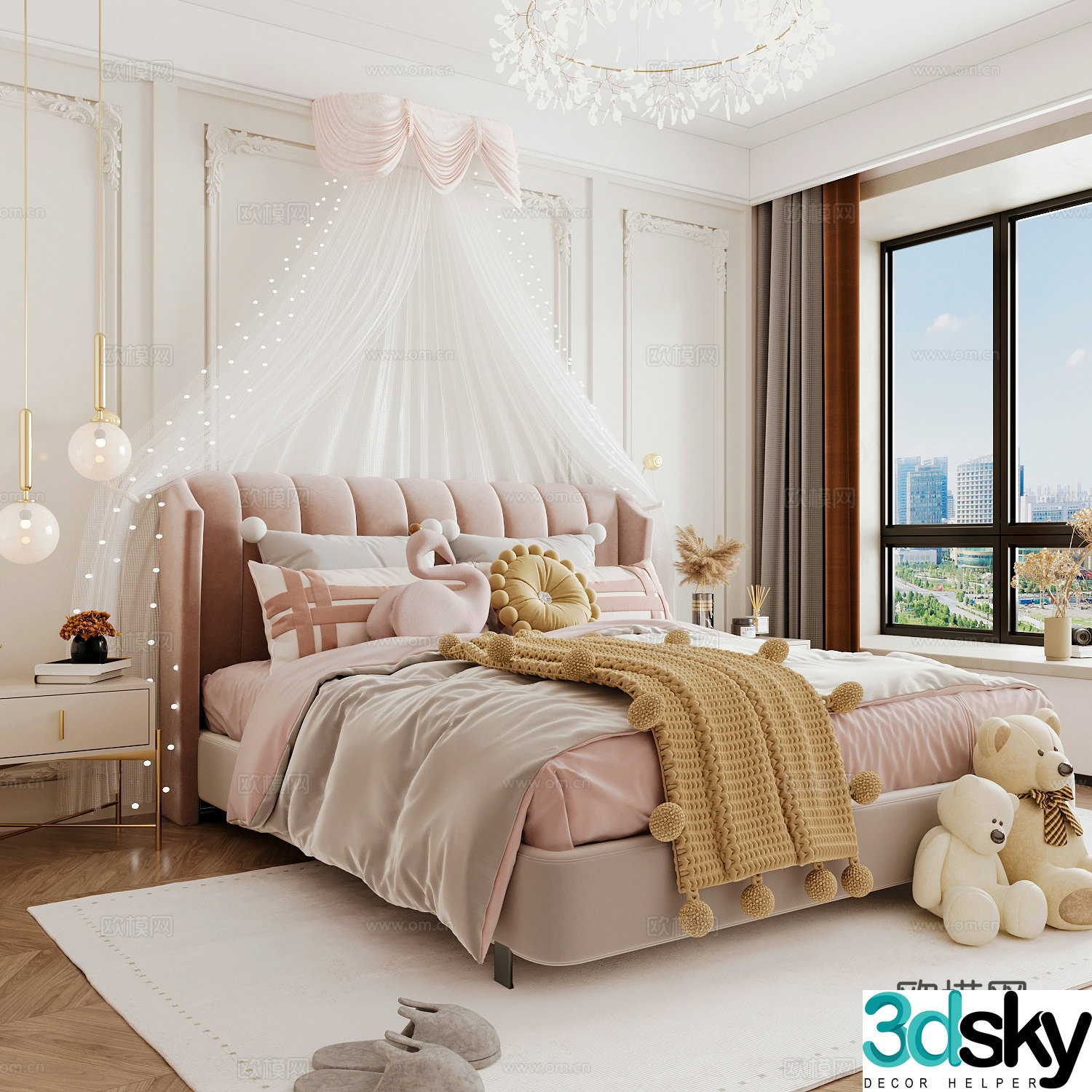 Modern children’s room boy’s room girl’s room children’s bed children’s wardrobe children’s desk 3d model