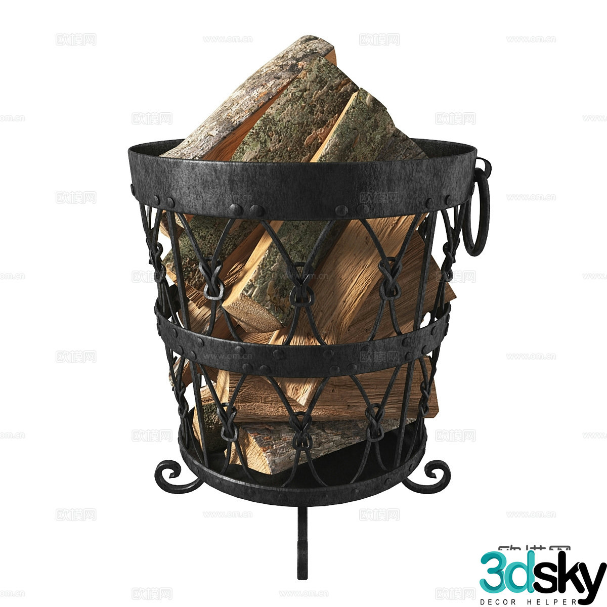 American fireplace firewood 3d model