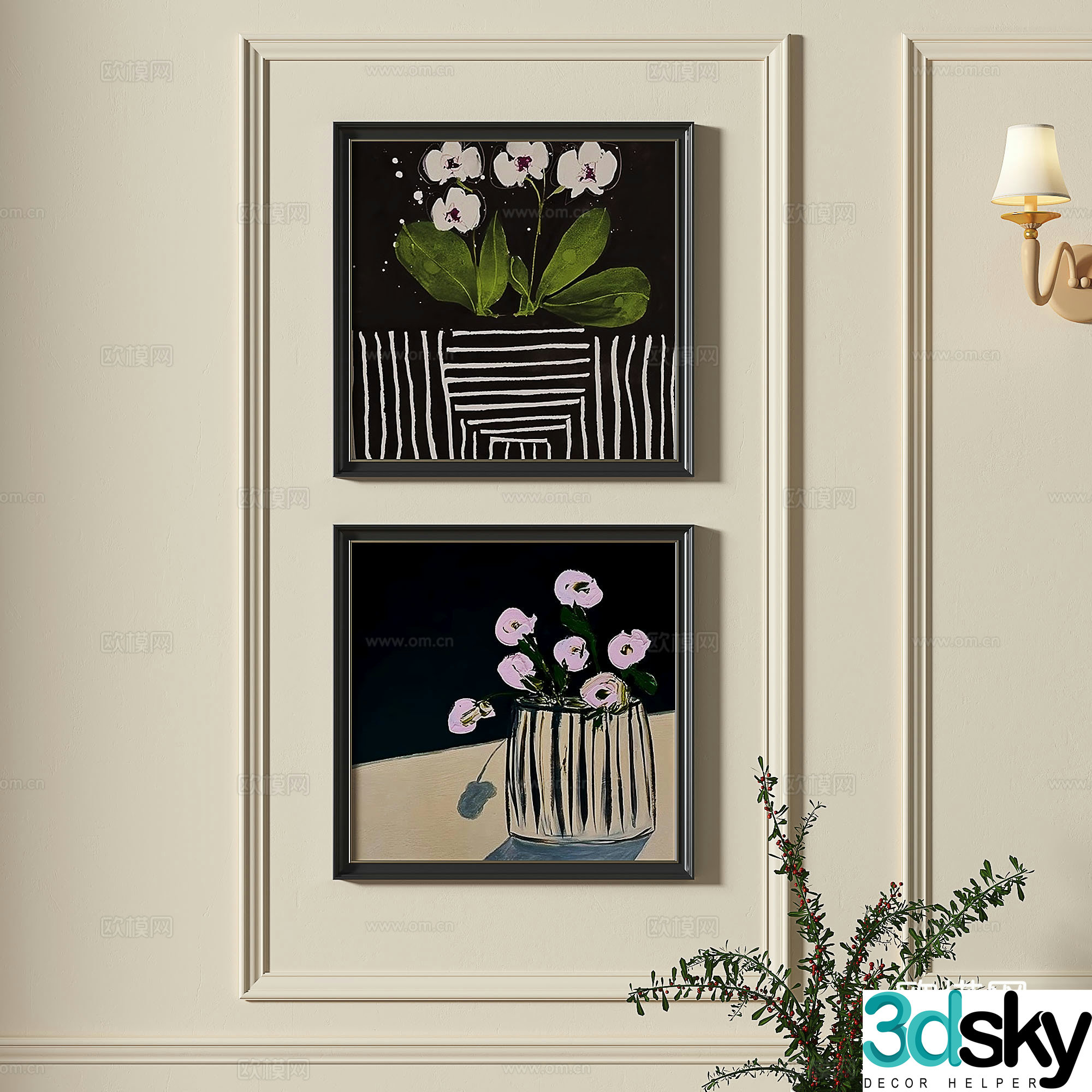 French retro medieval decorative painting 3d model