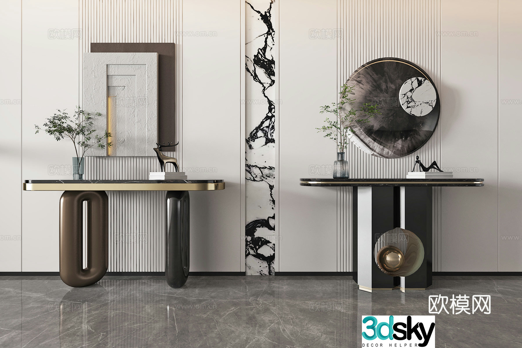 Modern light luxury entrance case end viewing platform 3D model
