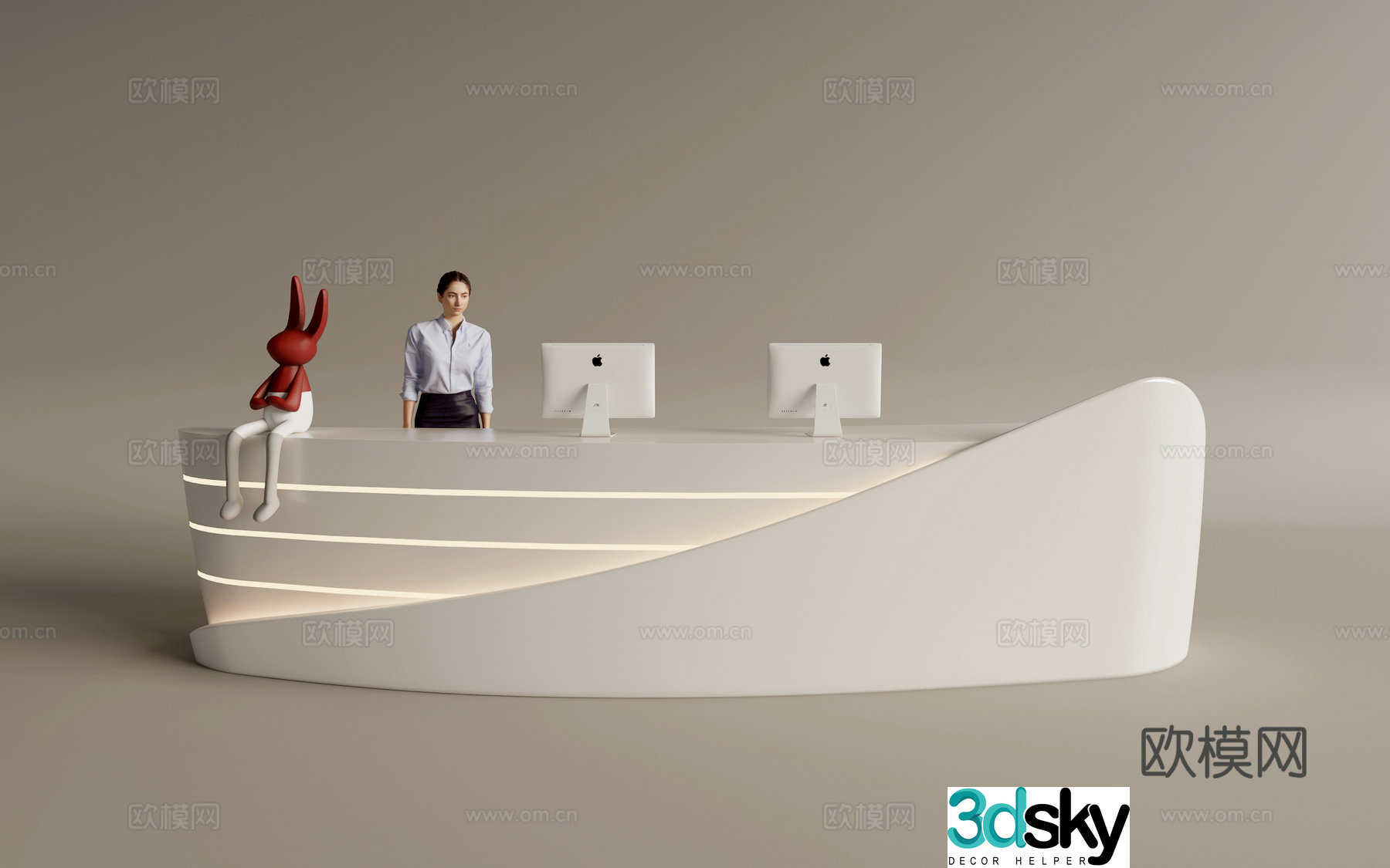 Modern company front desk reception area bar reception desk service desk 3d model