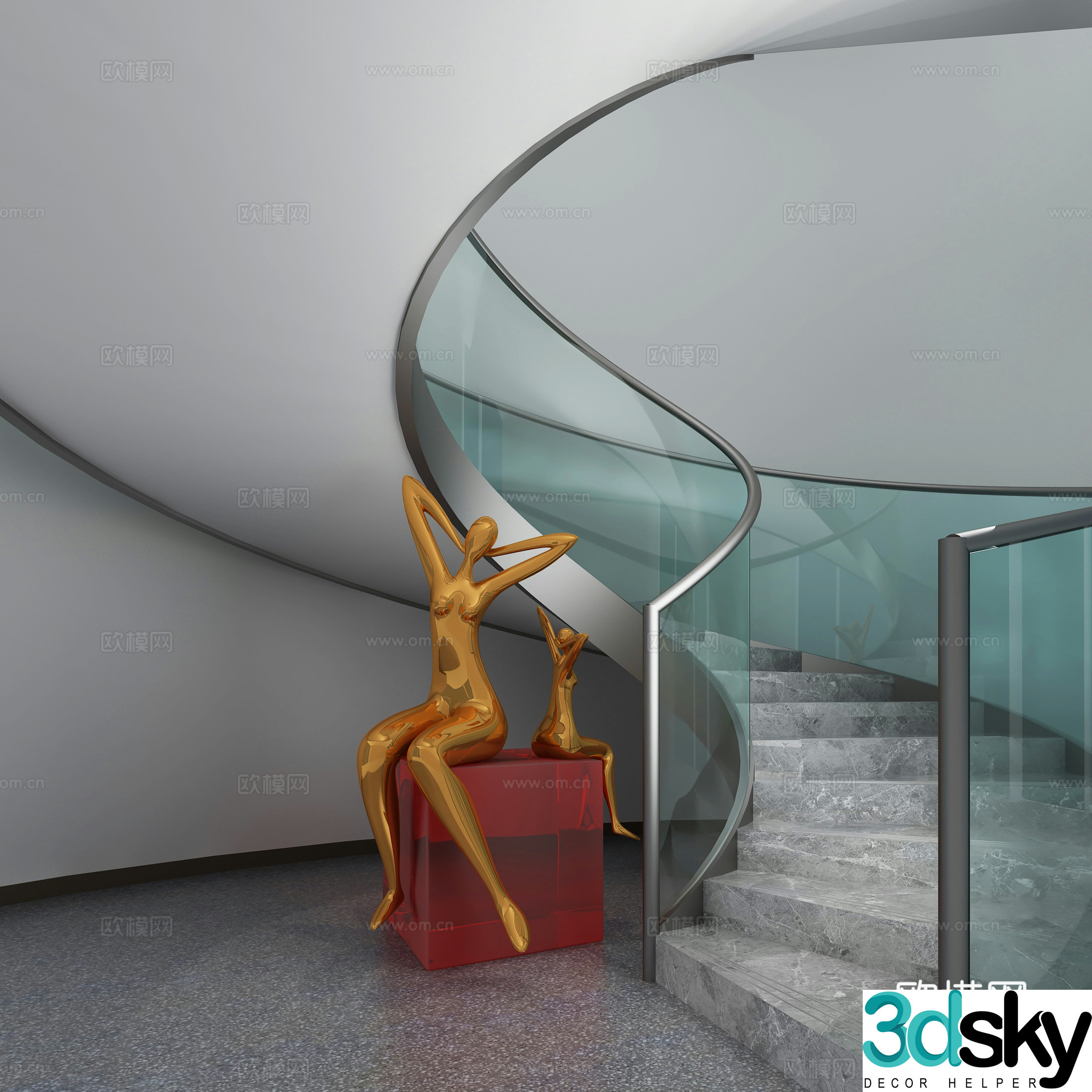 Modern spiral staircase 3d model