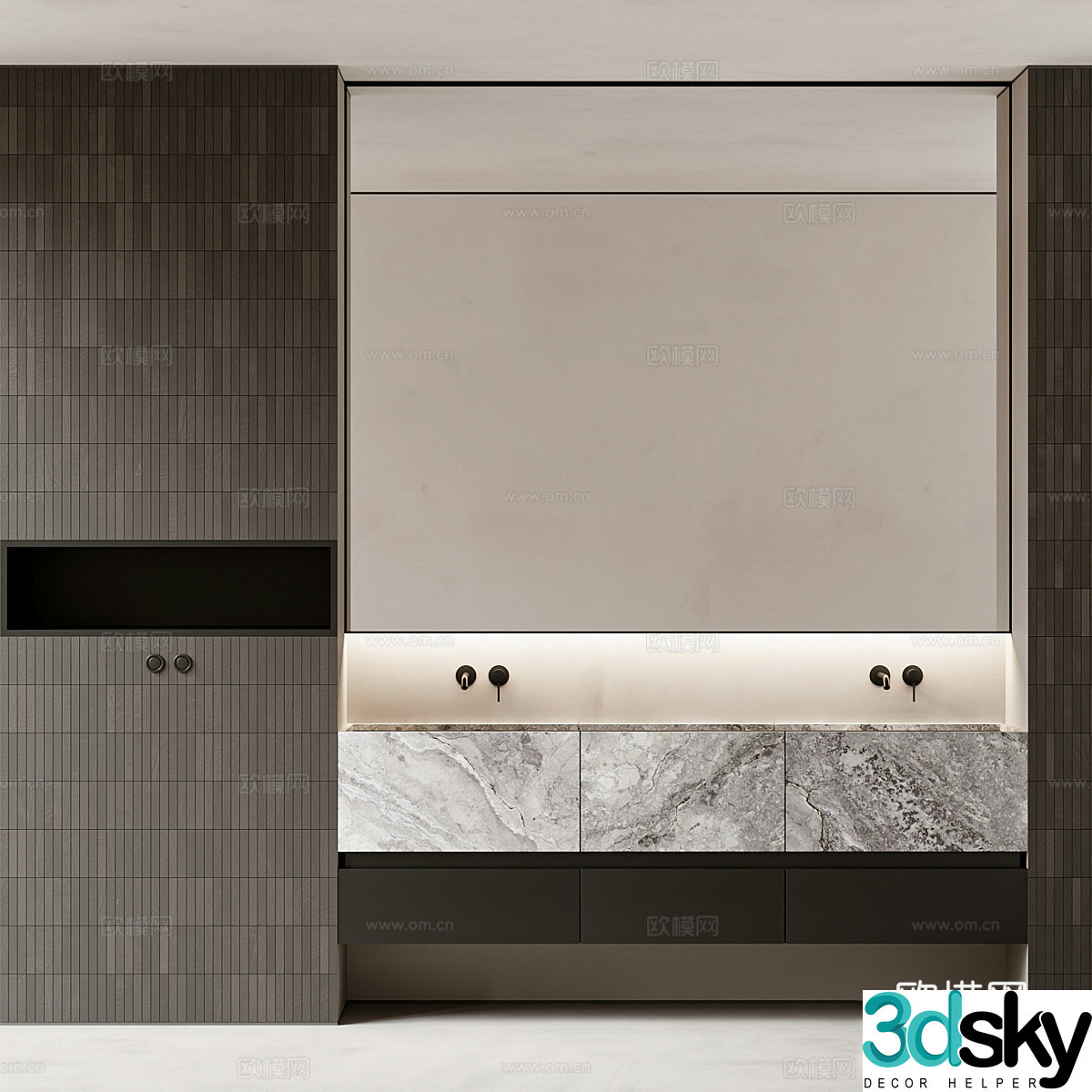 Medium-old bathroom cabinet double-bathroom cabinet special-shaped bathroom mirror washbasin countertop basin water 3d model