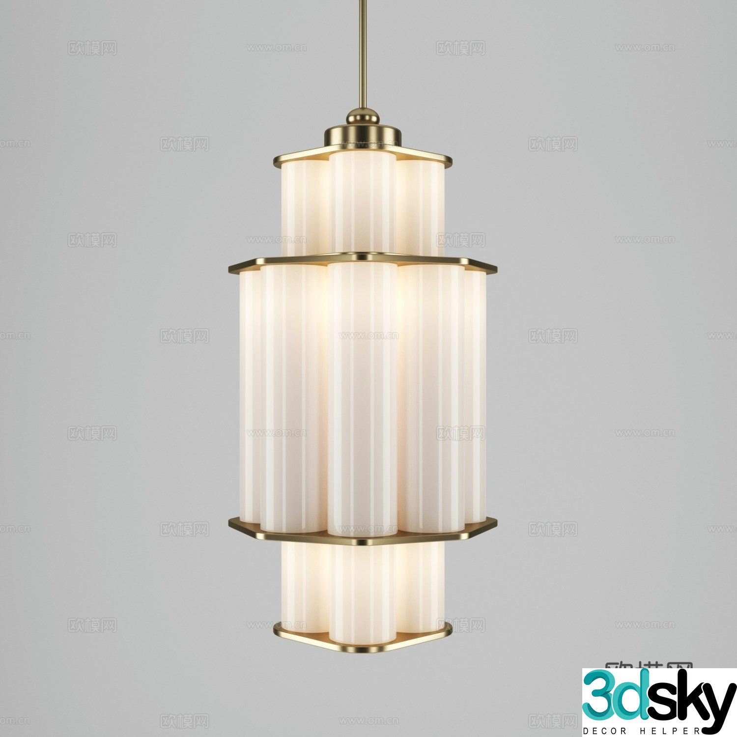 New Chinese light luxury Bauer chandelier 3d model