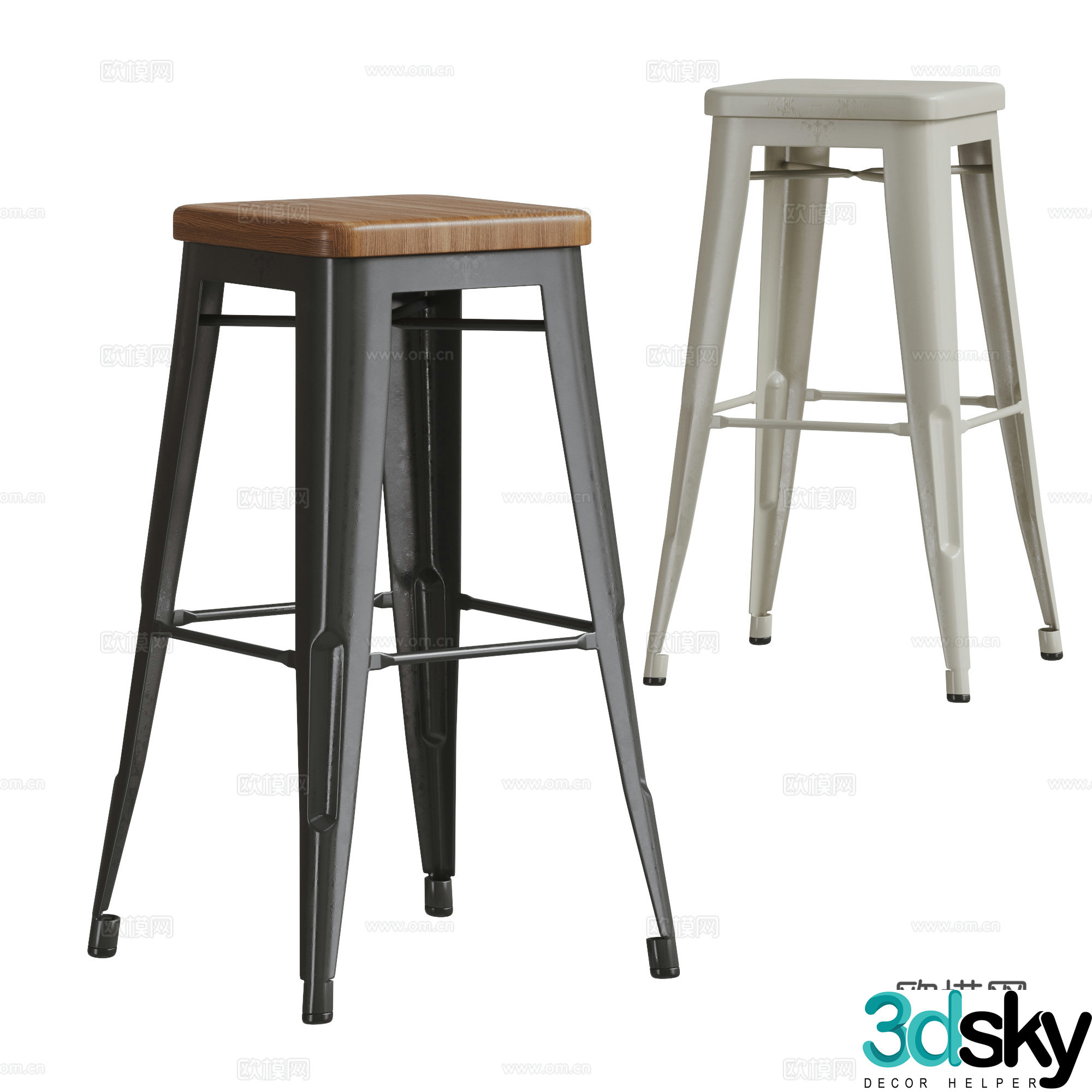 Industrial style bar stool LOFT bar stool bar chair wrought iron bar chair bar chair coffee shop bar stool 3D model