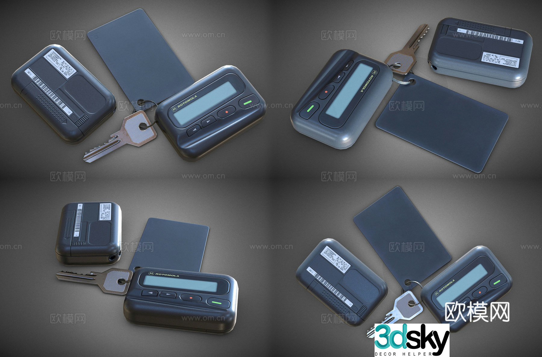 Retro Motorola pager Motorola BB machine Old style pager If card pager 3D model