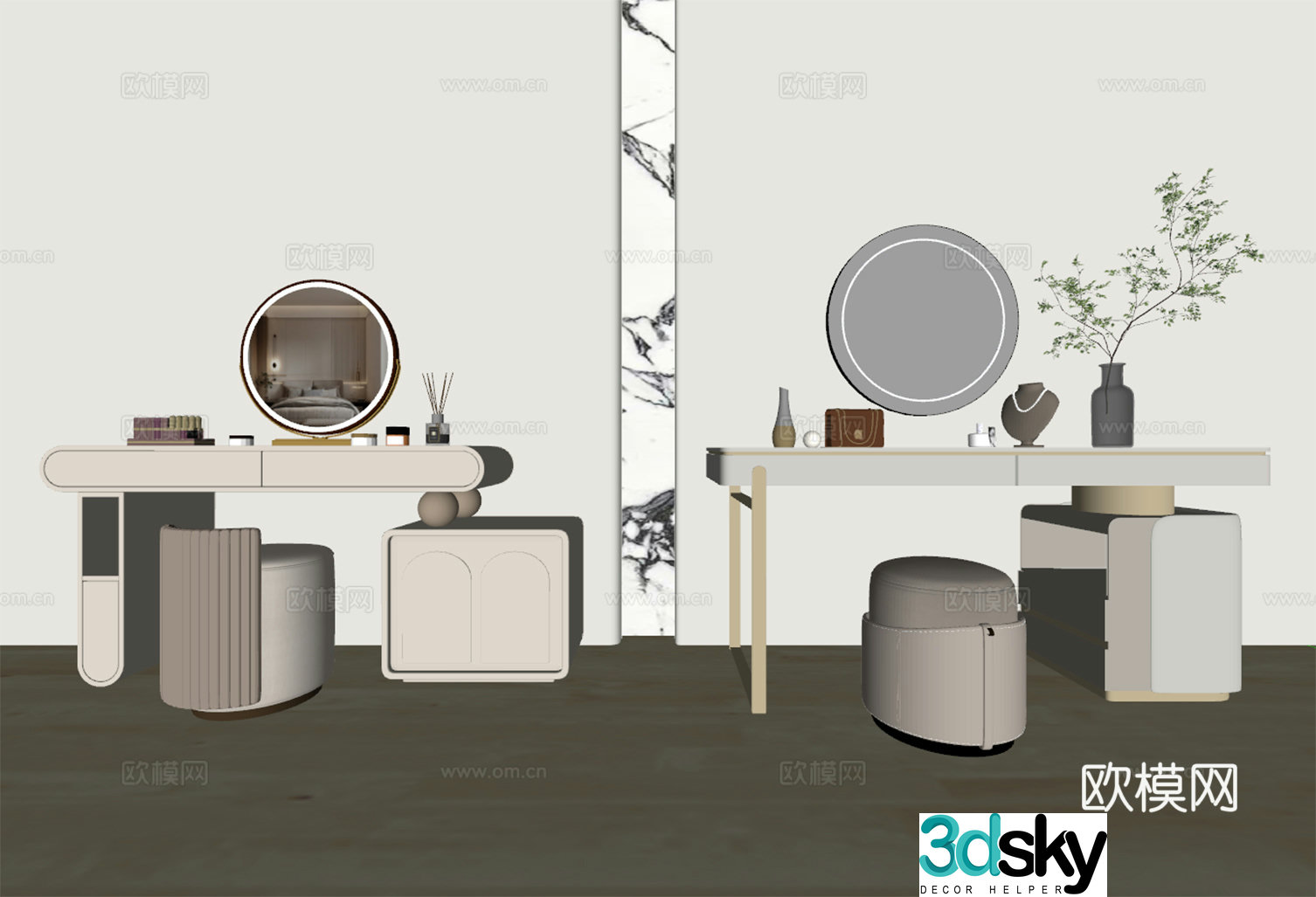 Modern light luxury dressing table 3D model