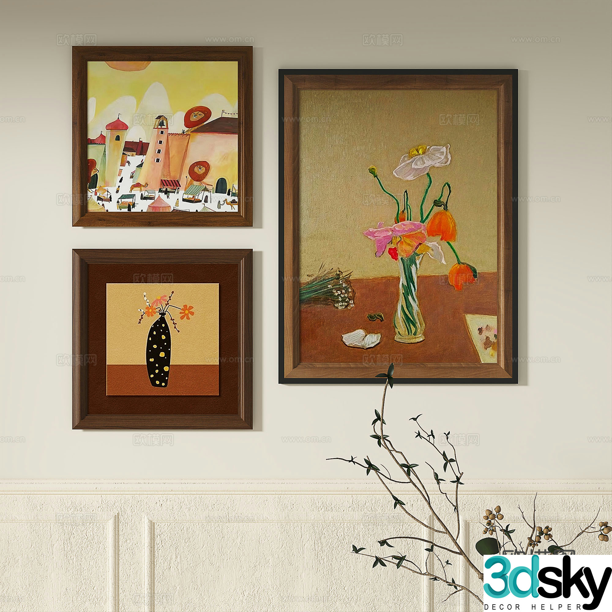 French retro abstract decorative painting 3d model