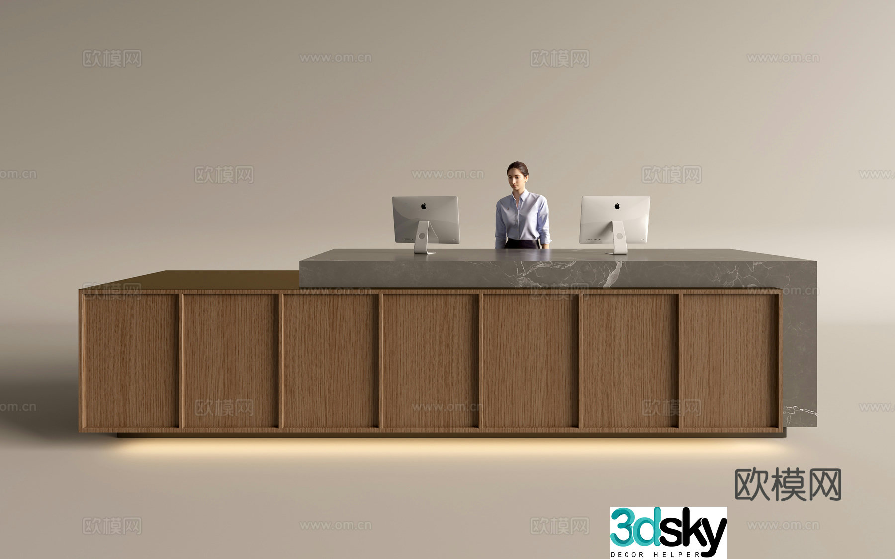 Modern company front desk reception area bar reception desk service desk 3d model