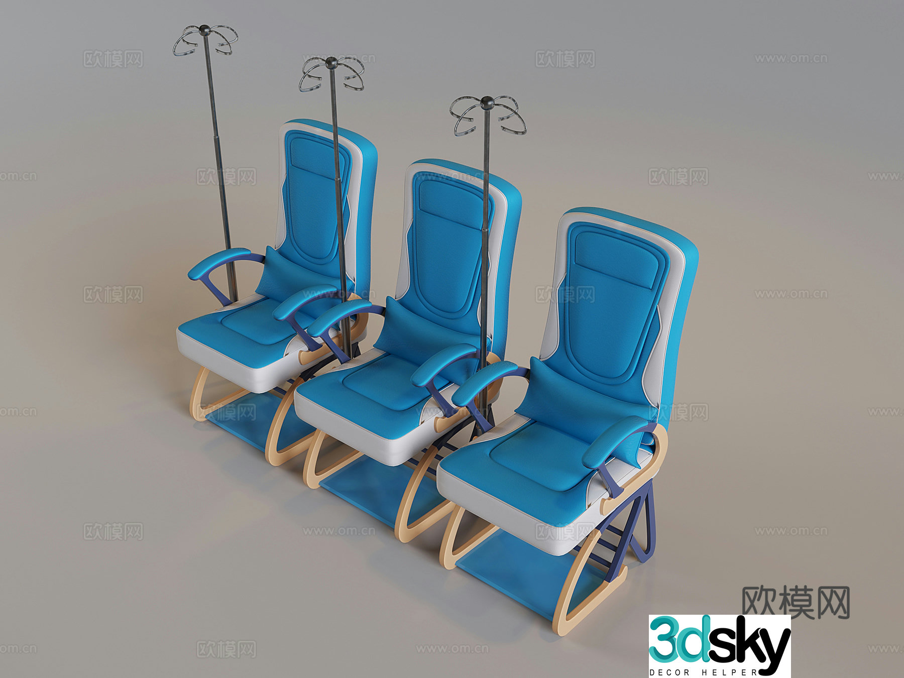 Hospital infusion chair escort chair ward clinic multi-function seat 3D model