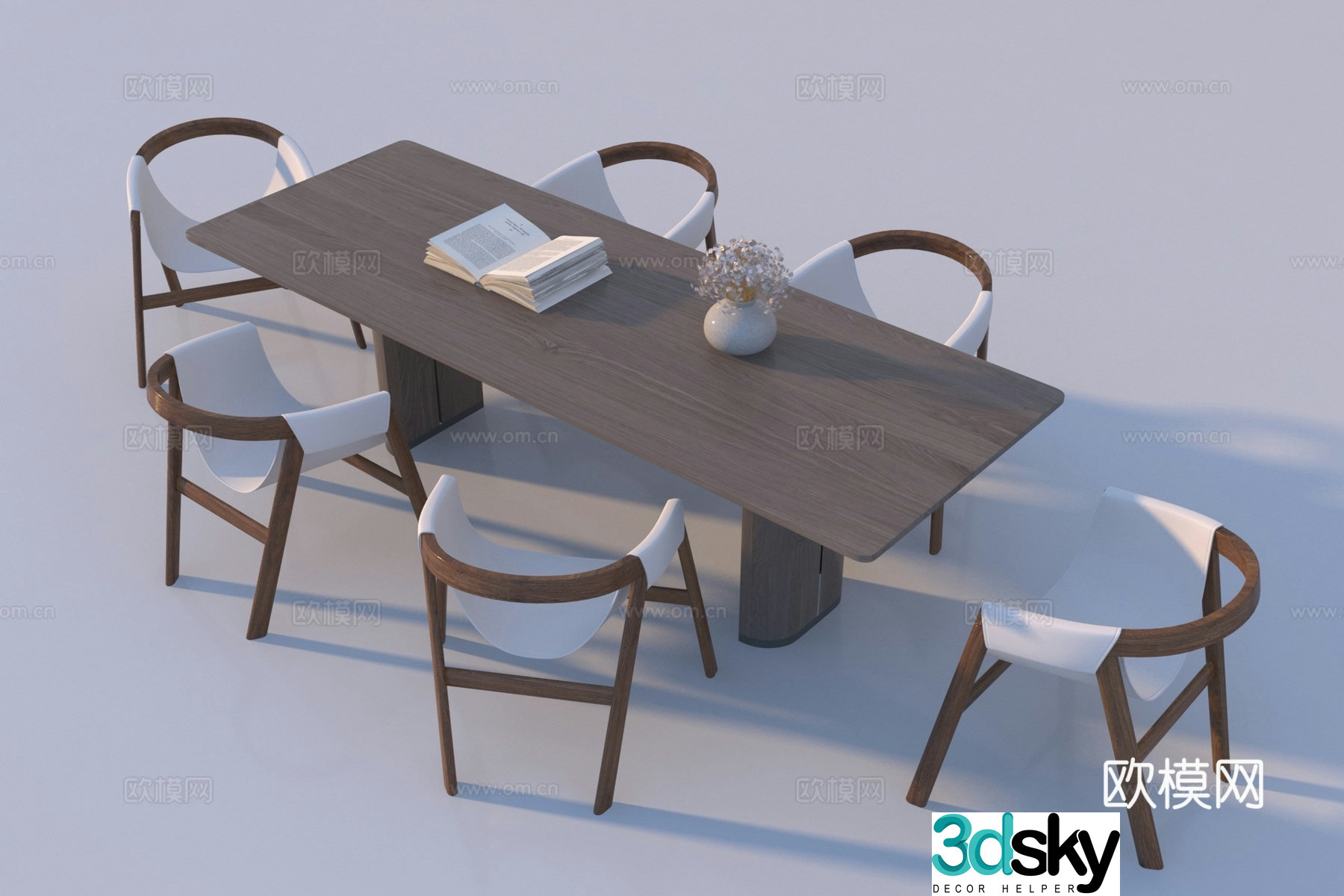 Modern dining table and chair combination 3D model