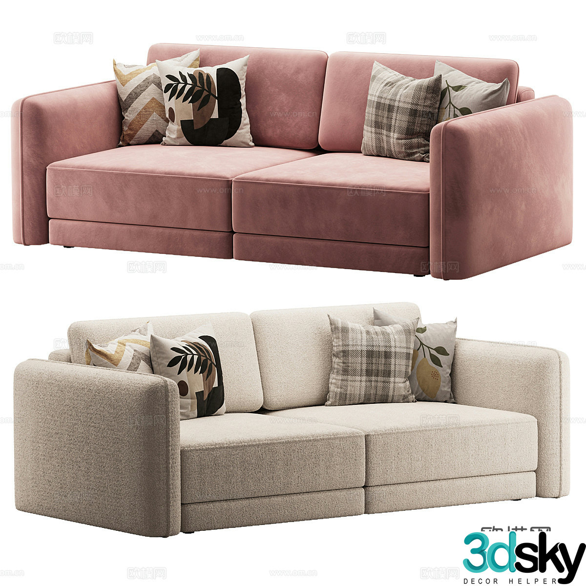 Modern Cream Style Marley Casual Sofa 3D Model