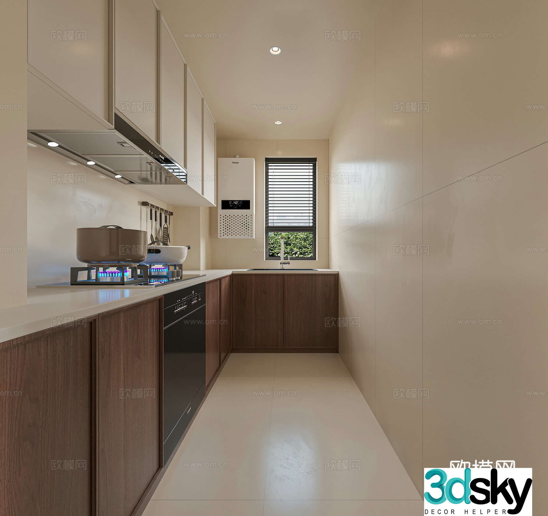 Middle style kitchen 3d model