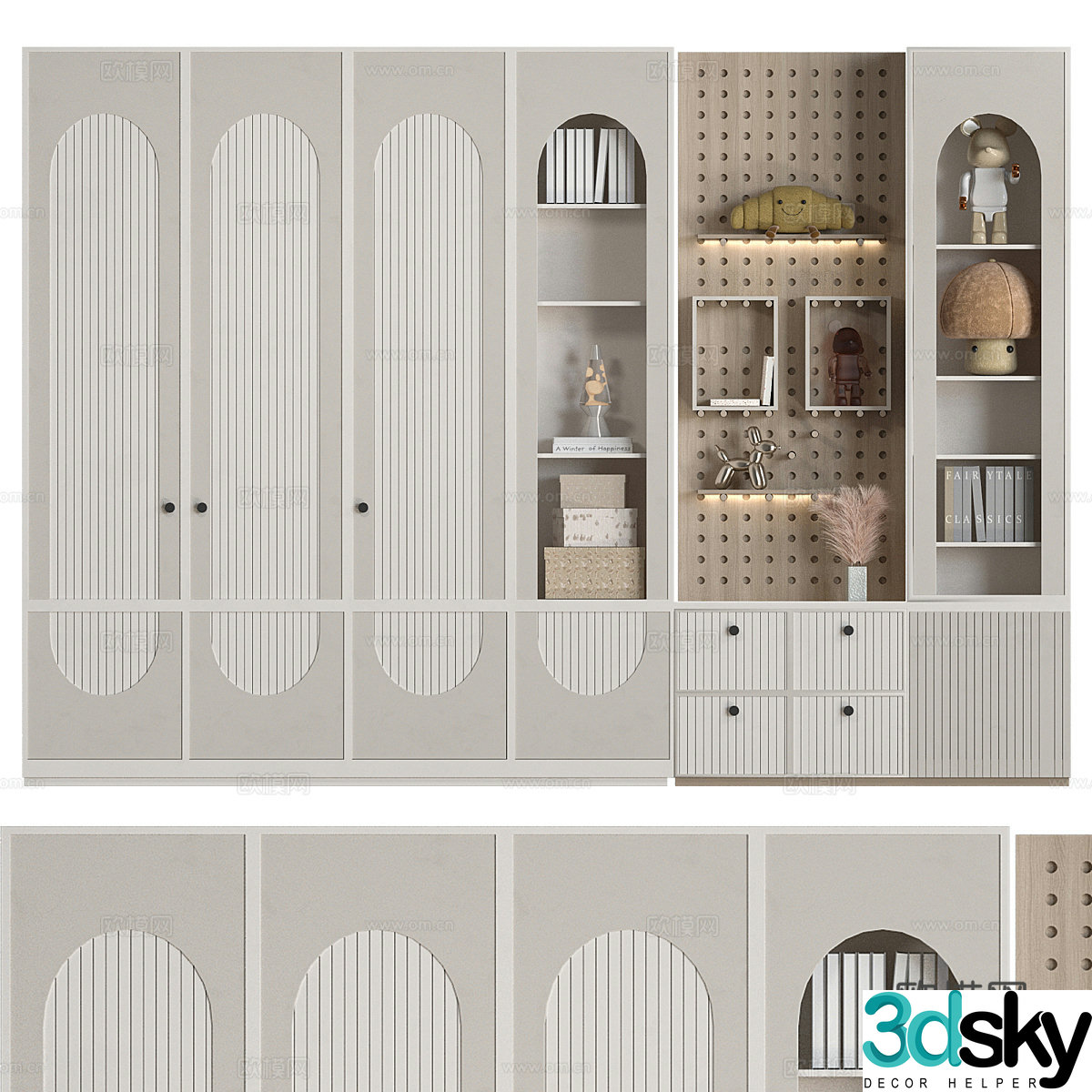 Modern creamy style children’s wardrobe 3d model