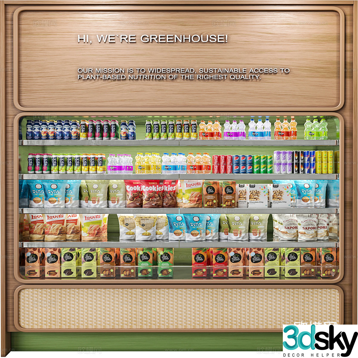 Supermarket container display cabinet 3d model