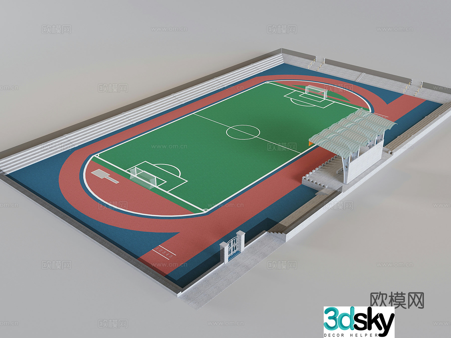Football training ground 3d model