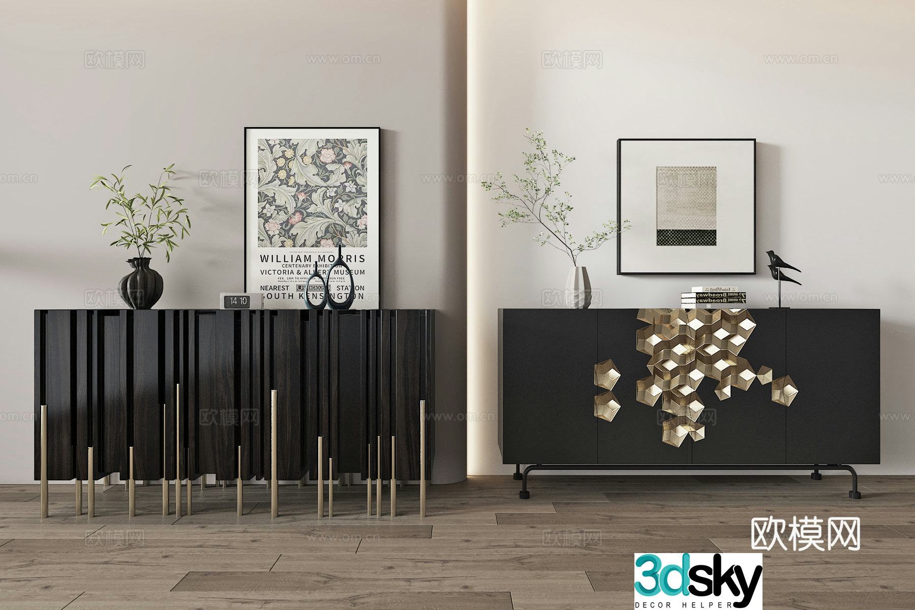 Modern light luxury entrance cabinet end view cabinet shoe cabinet side cabinet 3D model