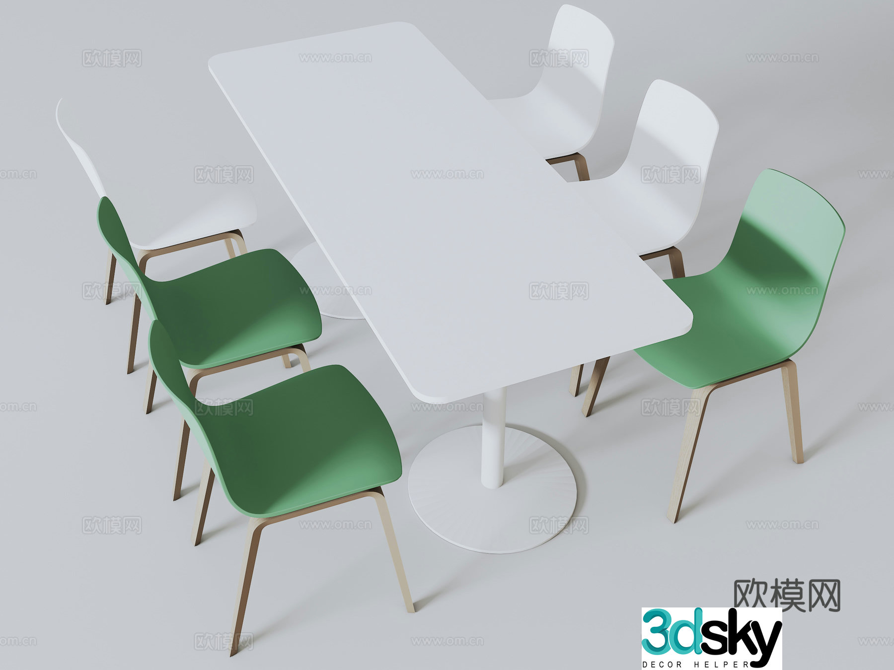 Canteen table and chair combination negotiation table and chair 3D model