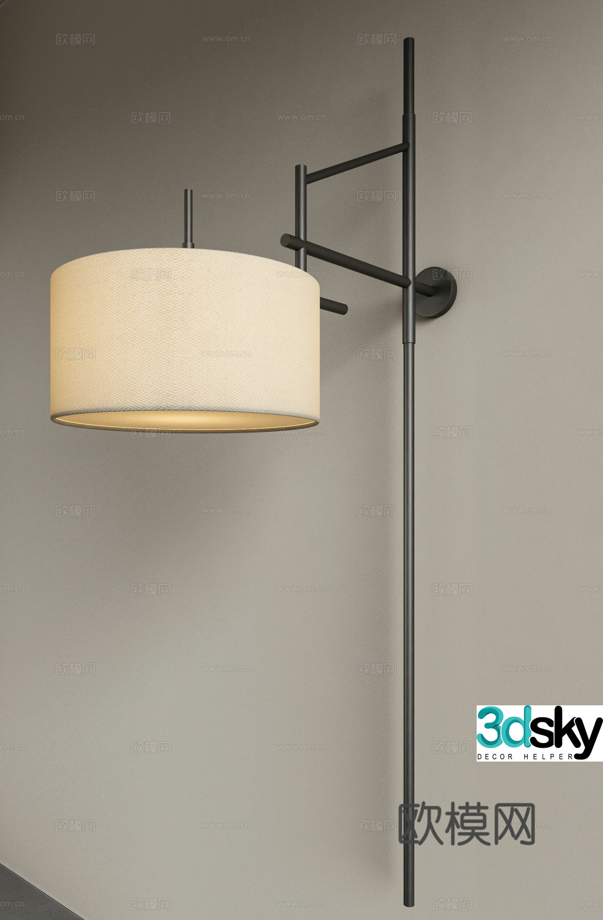 New Chinese style bedside wall lamp study wall lamp living room wall lamp long strip wall lamp large wall lamp 3D model