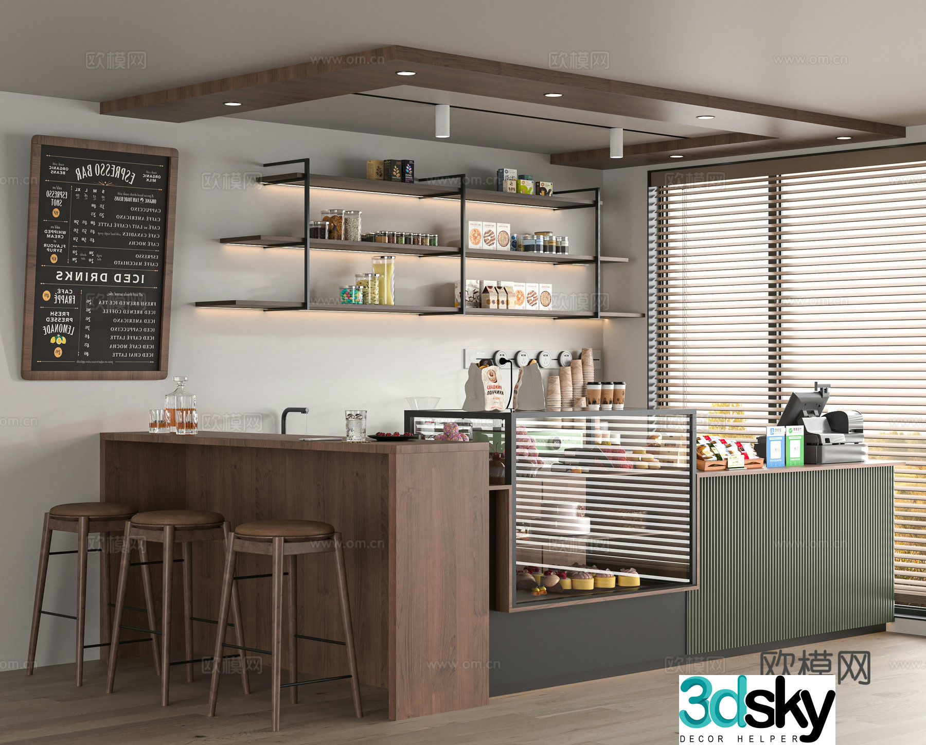 Modern milk tea shop 3d model