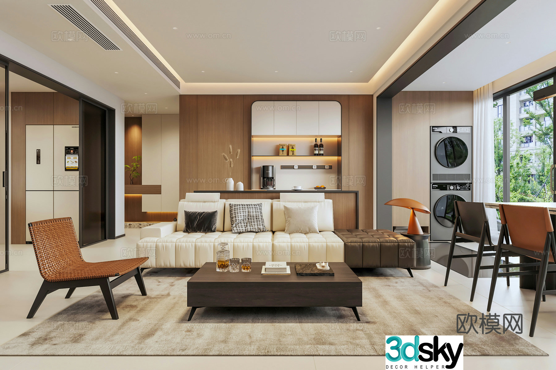 Italian light luxury home living room 3D model