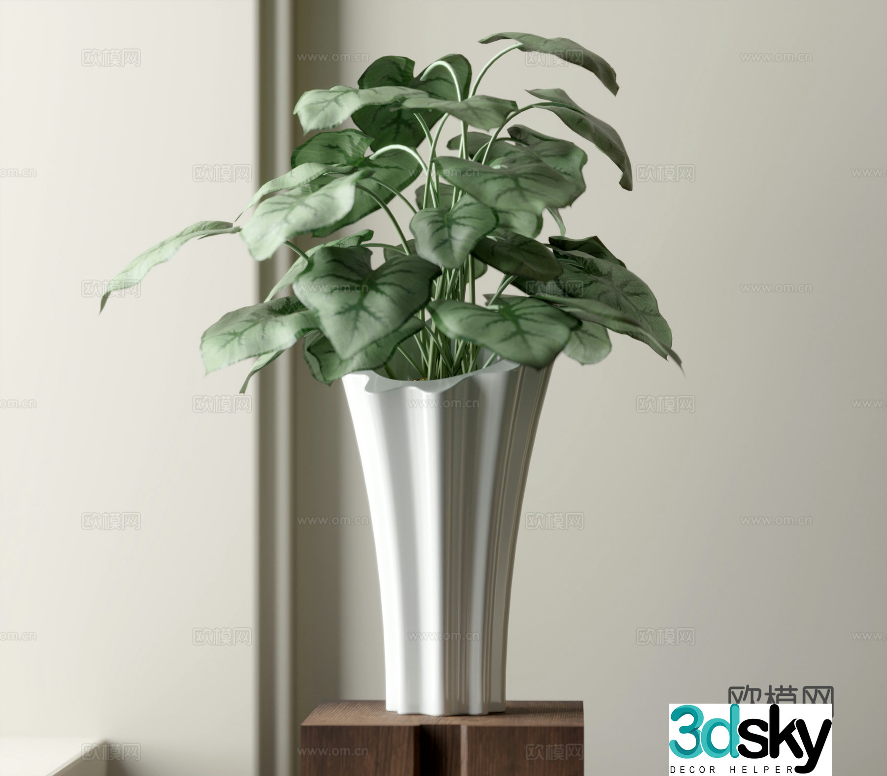 Modern green plant potted 3D model